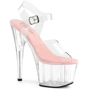 Adore-708 Clear-Baby Pink/Clear, 7" Heels