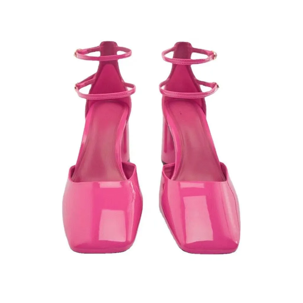 Advbridge Pumps Shoes Woman Fashion Chunky Block Heel Pumps Shoes Marry Jane Sweet Fashion 2023 Brand New High Heeled Buckle Strap Spring