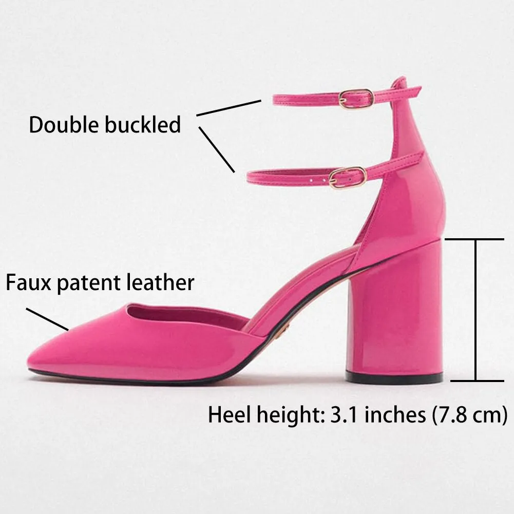 Advbridge Pumps Shoes Woman Fashion Chunky Block Heel Pumps Shoes Marry Jane Sweet Fashion 2023 Brand New High Heeled Buckle Strap Spring