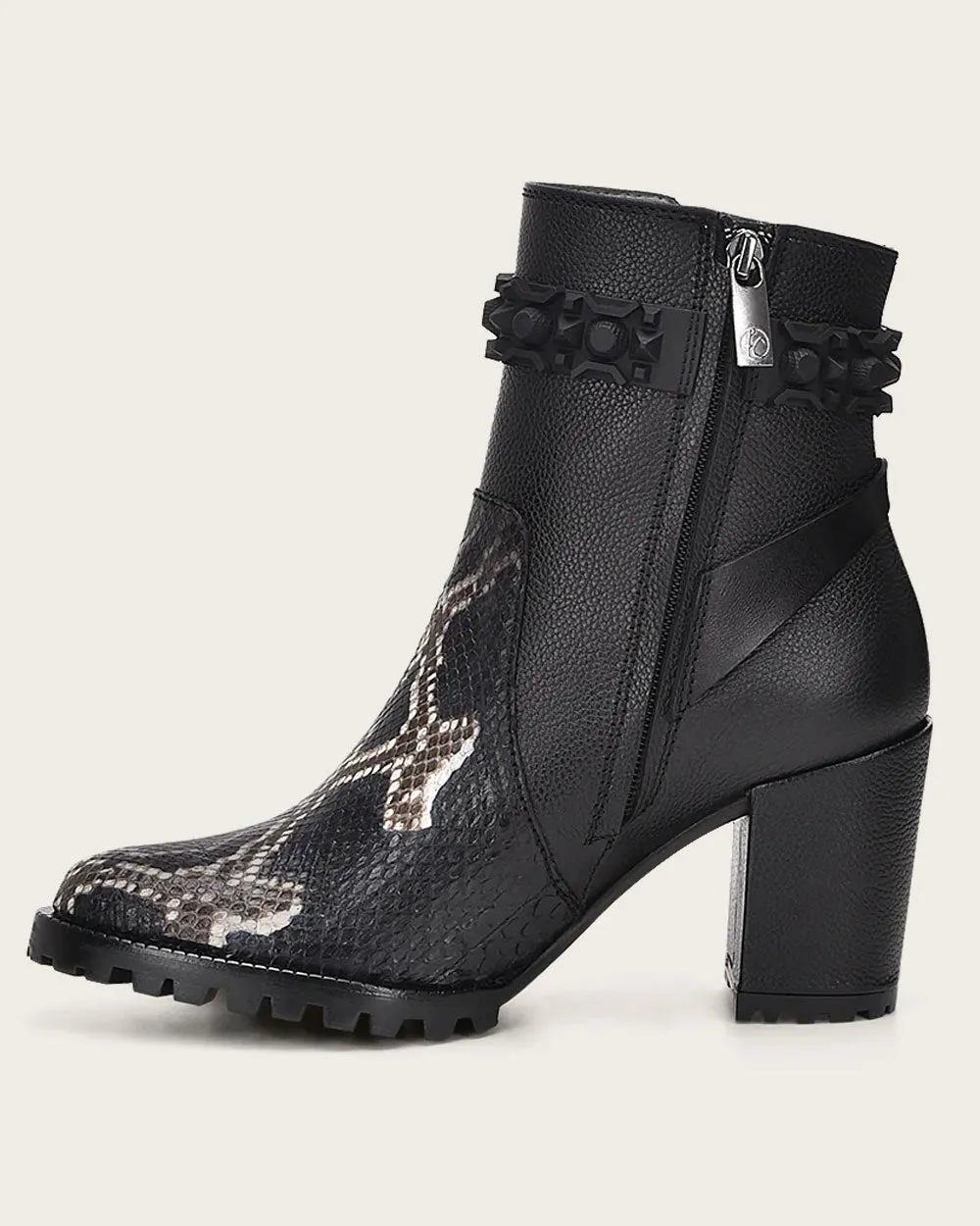 Ankle black exotic toecap bootie