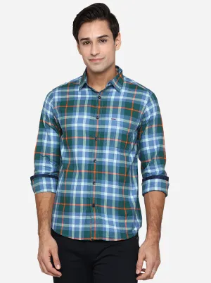 Antiquil Green Checked Slim Fit Semi Casual Shirt | Greenfibre