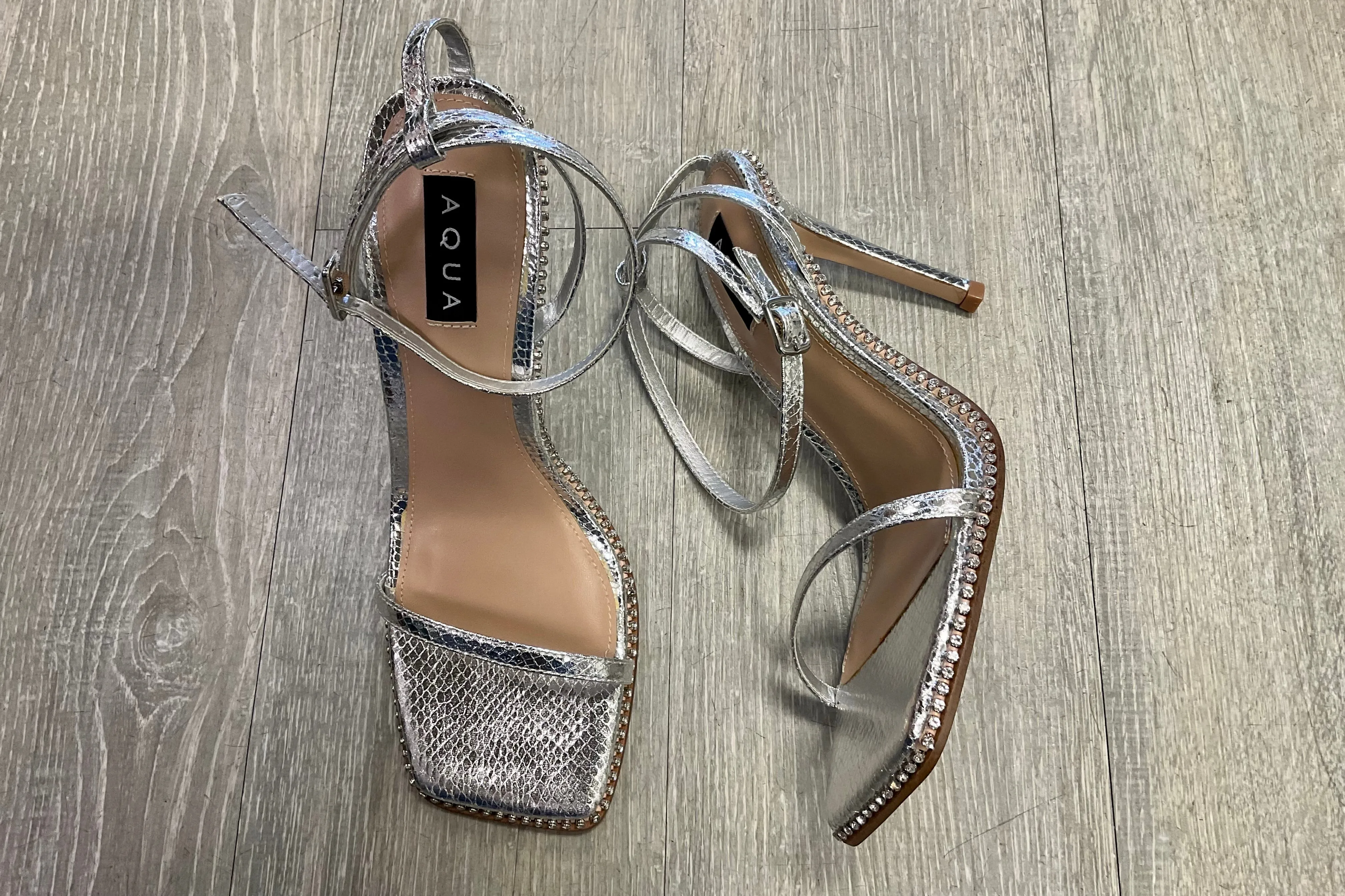 Aqua Dolly Rhinestone Trim Strappy Sandals