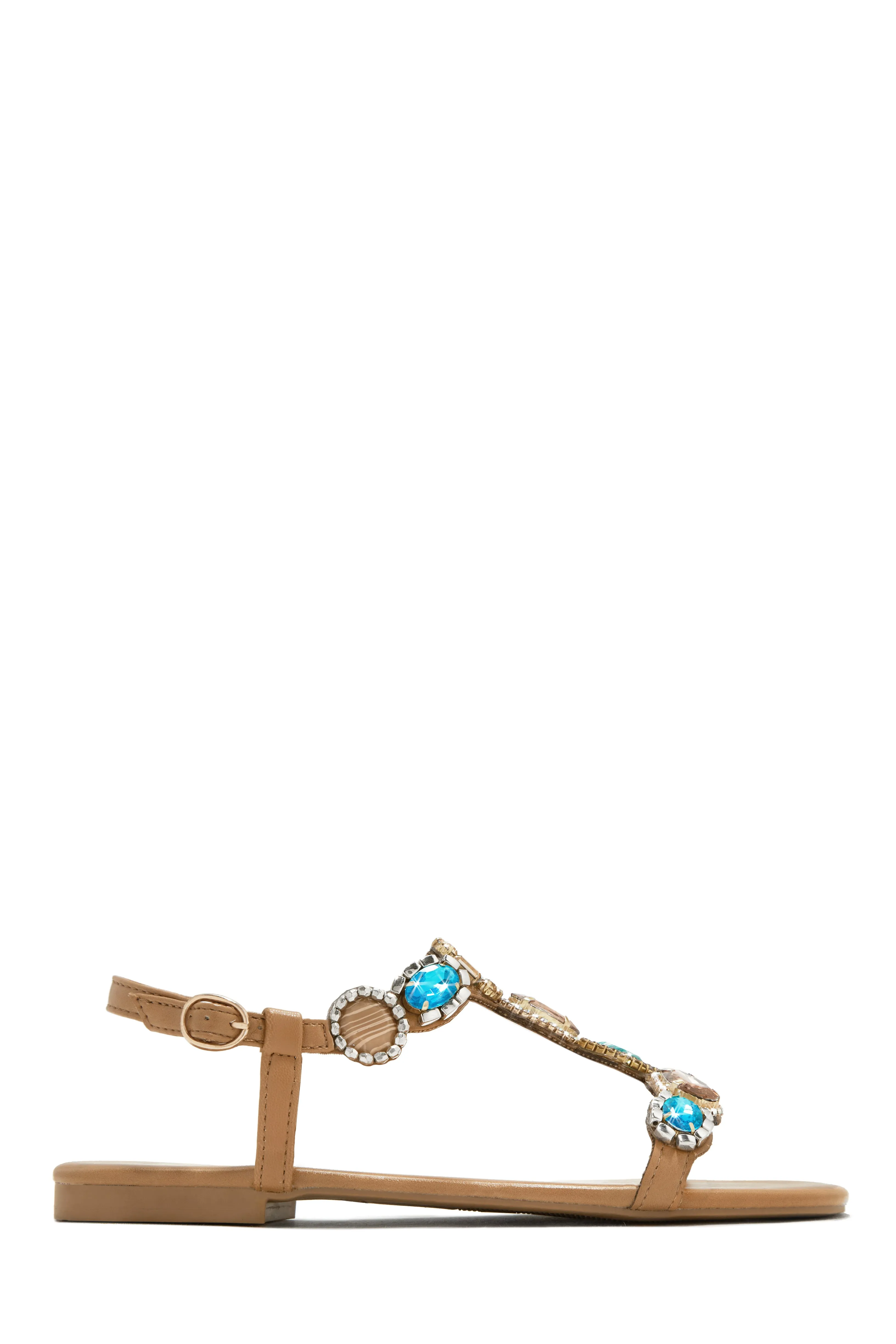Embellished Aruba Sunset Sandals - Black with Stone Accents