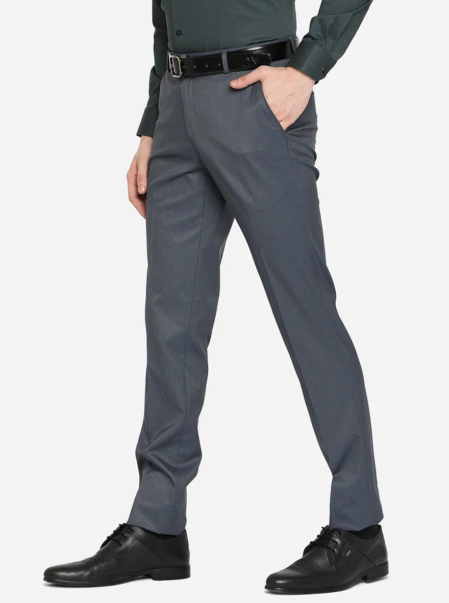 Blue Solid Super Slim Fit Formal Trouser | JadeBlue Youth