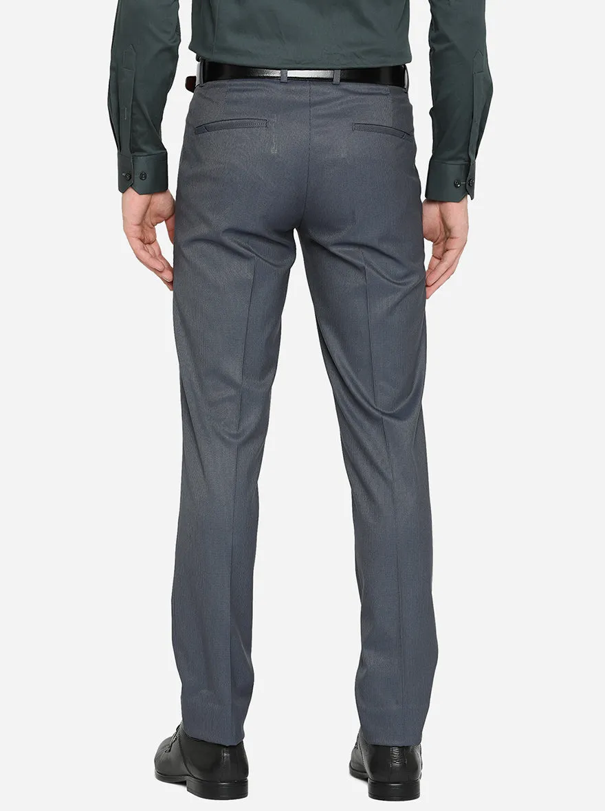 Blue Solid Super Slim Fit Formal Trouser | JadeBlue Youth