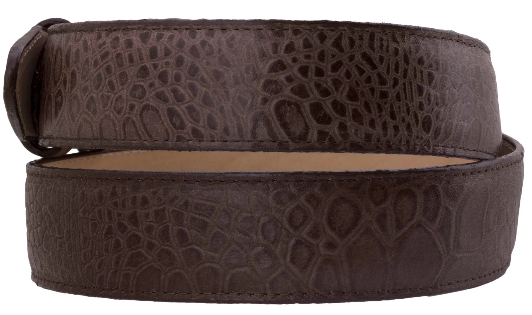 Brown Western Cowboy Belt Sea Turtle Animal Print Leather - Rodeo Buckle