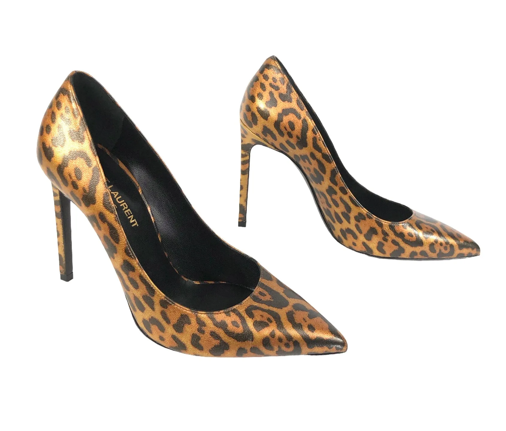 Copper Metallic Leopard Print Leather Pumps | Size US 7.5 - IT 37.5