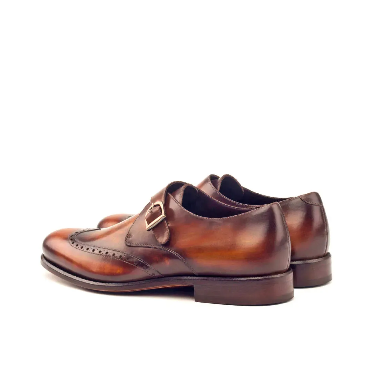 DapperFam Brenno in Cognac Men's Hand-Painted Patina Single Monk