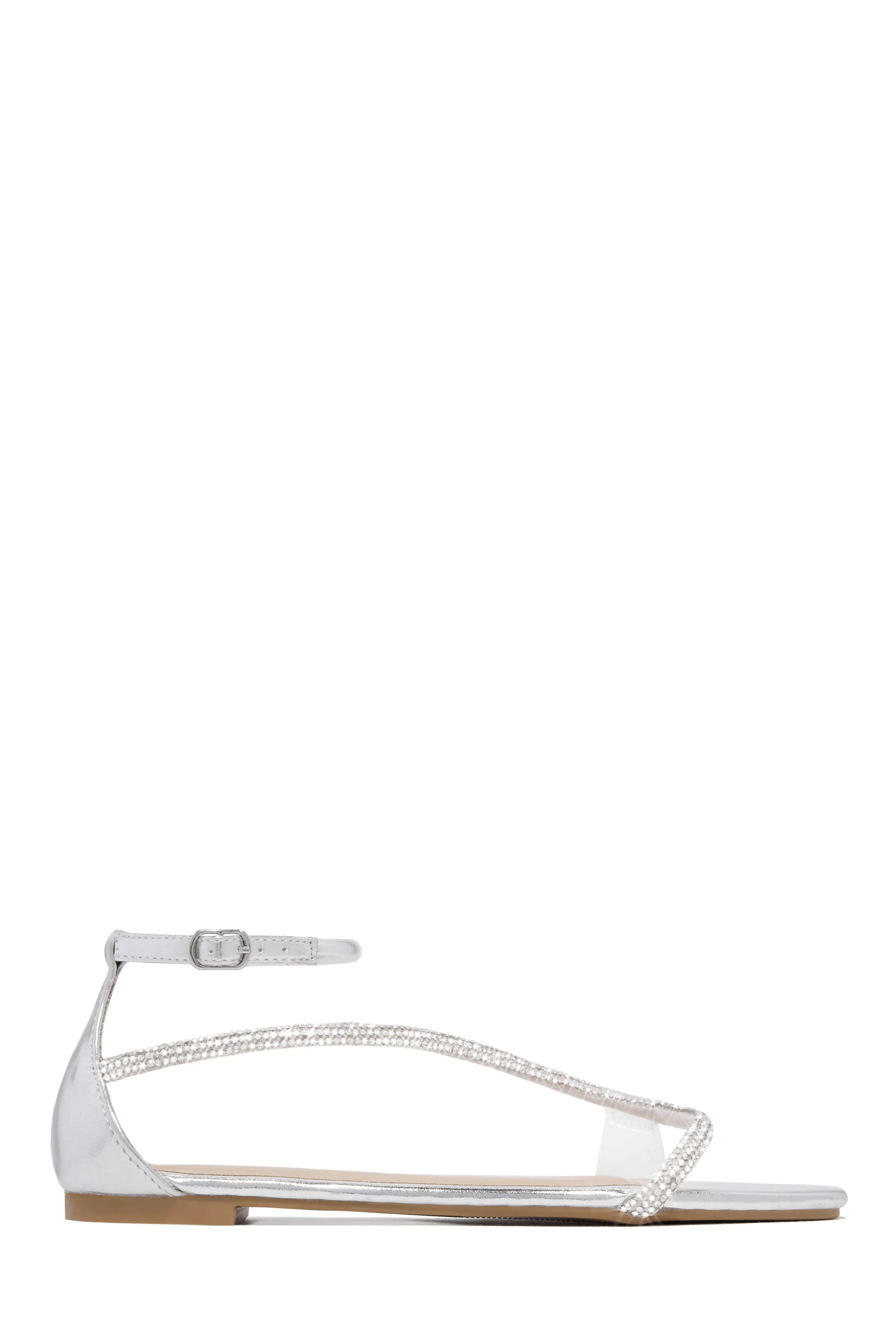 Dream Vacation Embellished Ankle Strap Sandals - Silver