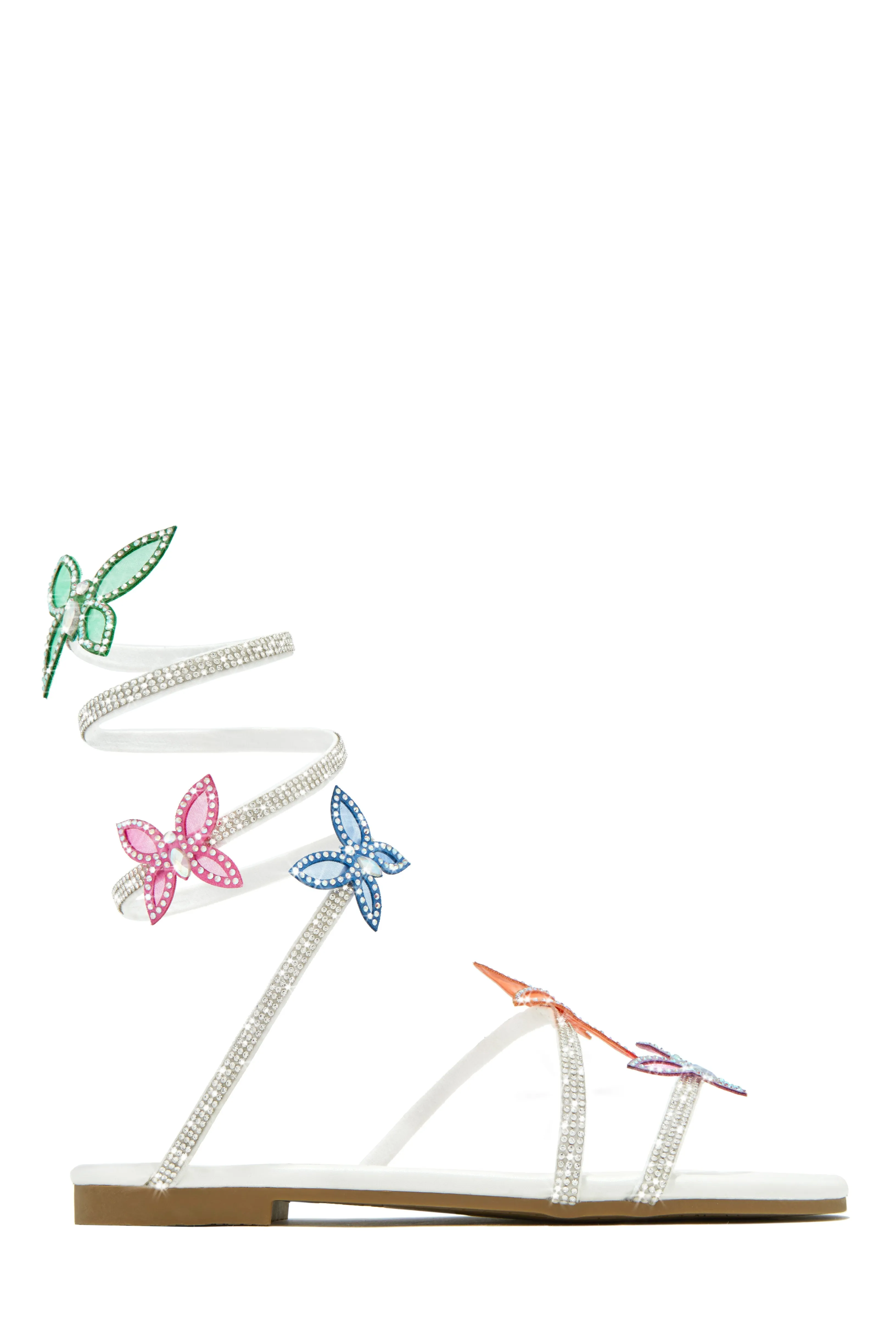 Fantasy Embellished Around The Ankle Coil Sandals - White