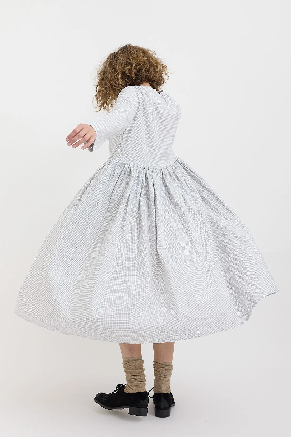 Gauze - Switching Gather Shirt Dress