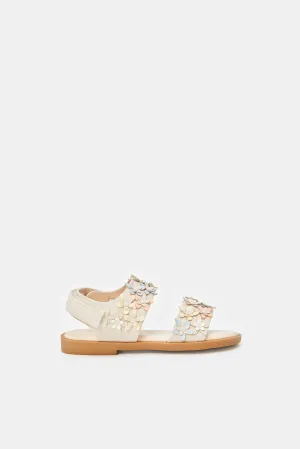 Girls Beige Floral Sandal
