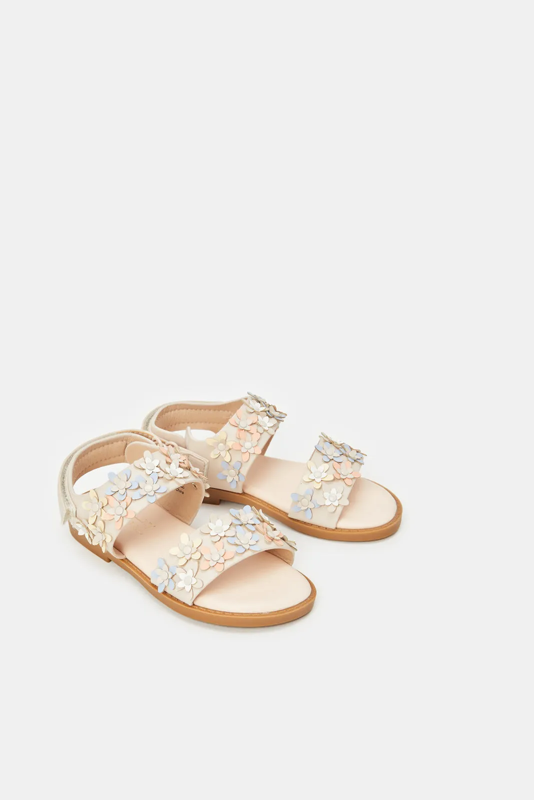 Girls Beige Floral Sandal