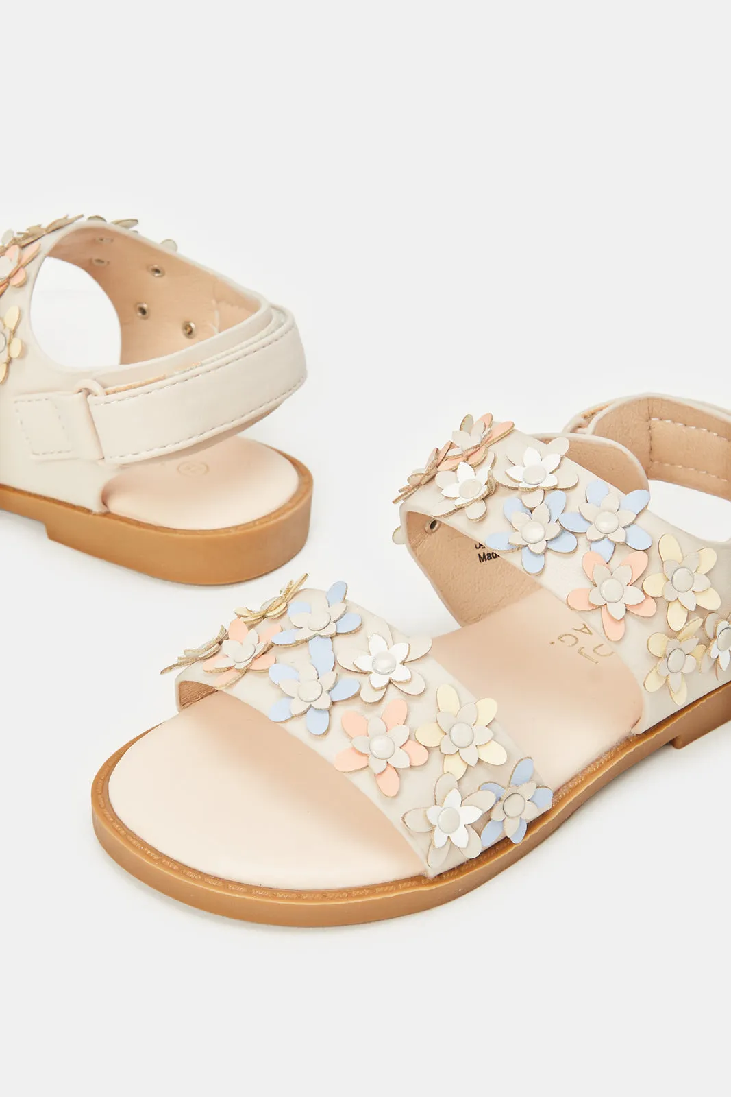 Girls Beige Floral Sandal