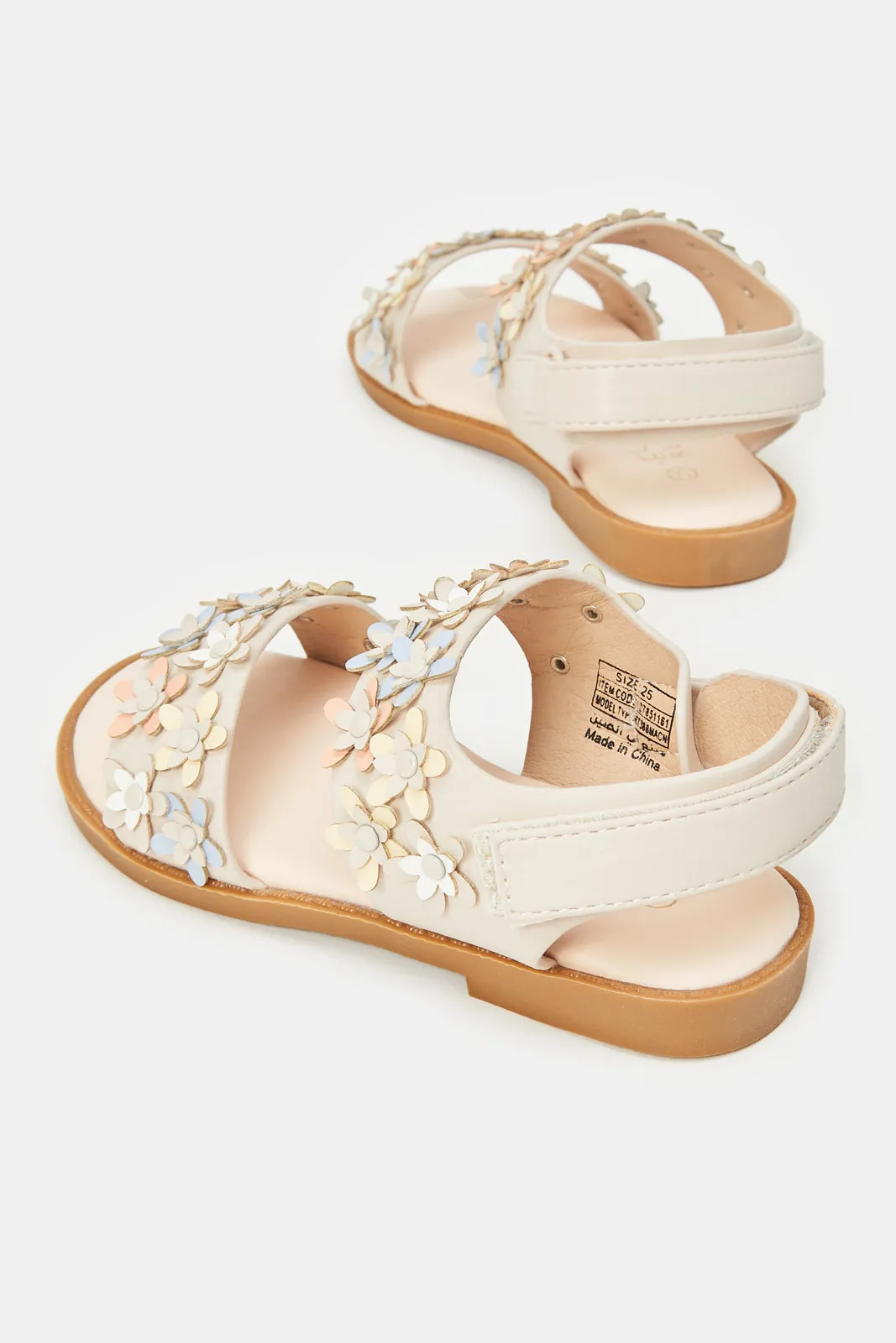 Girls Beige Floral Sandal