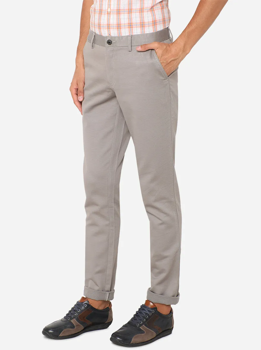 Grey Striped Uno Fit Casual Trouser | JadeBlue