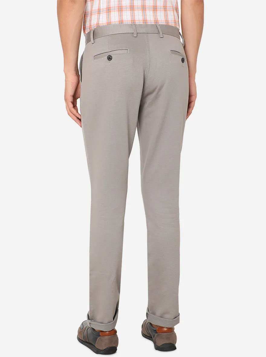 Grey Striped Uno Fit Casual Trouser | JadeBlue