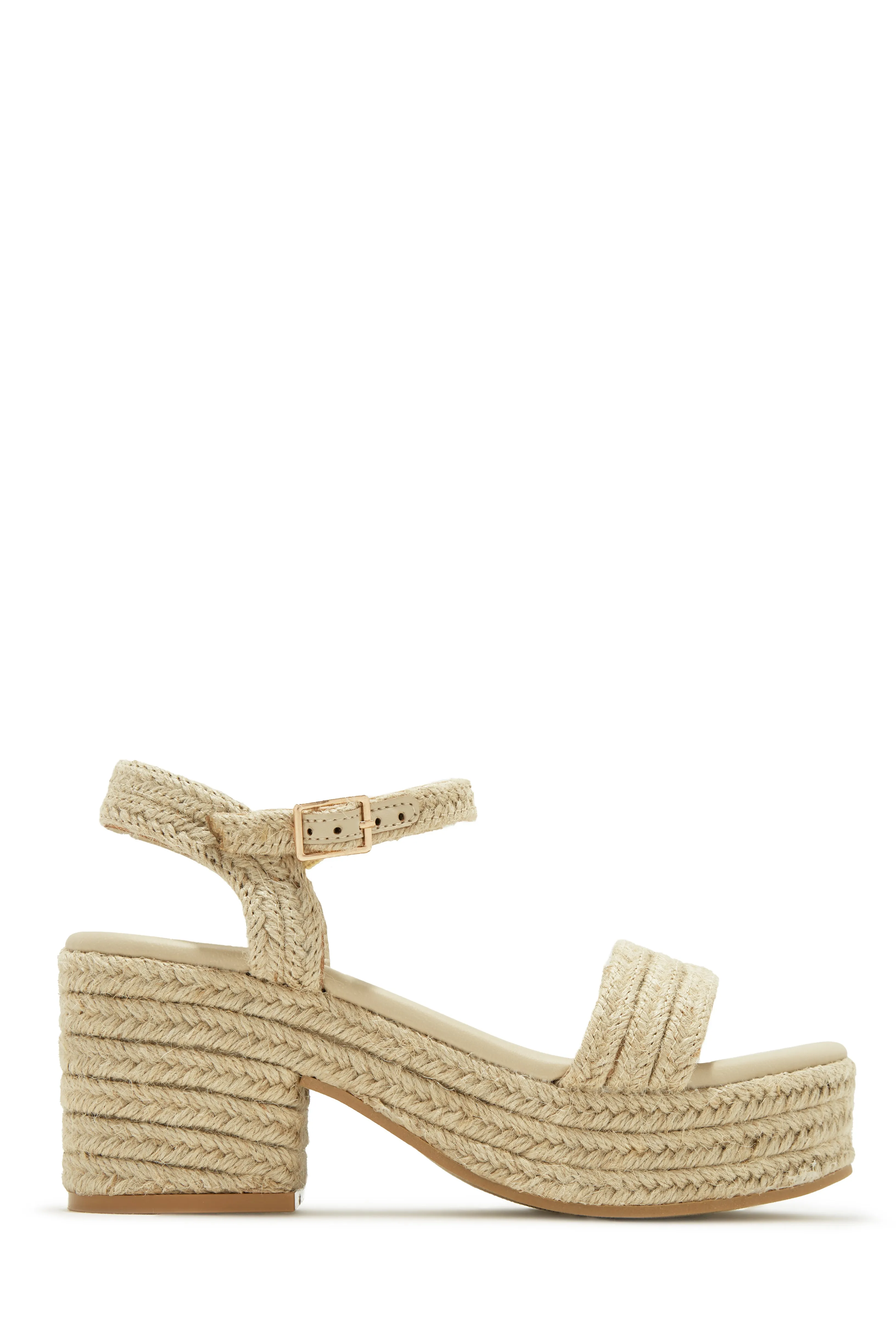 Hotel Capri Espadrille Platform Block Mid Heels - Gold