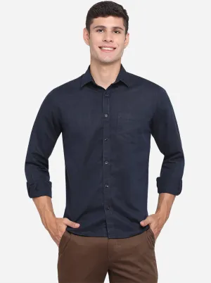 Iris Black Solid Slim Fit Casual Shirt | Greenfibre