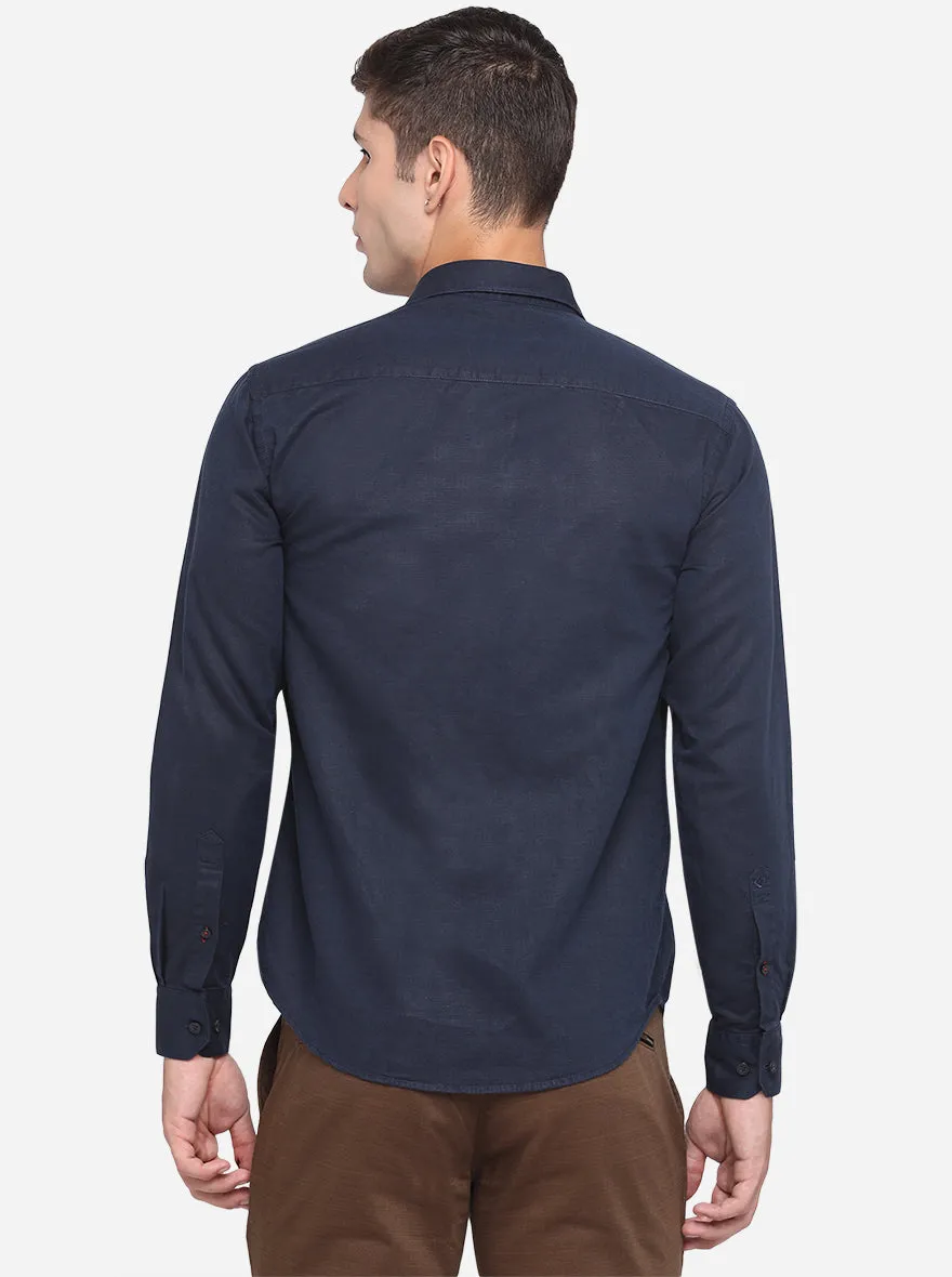 Iris Black Solid Slim Fit Casual Shirt | Greenfibre