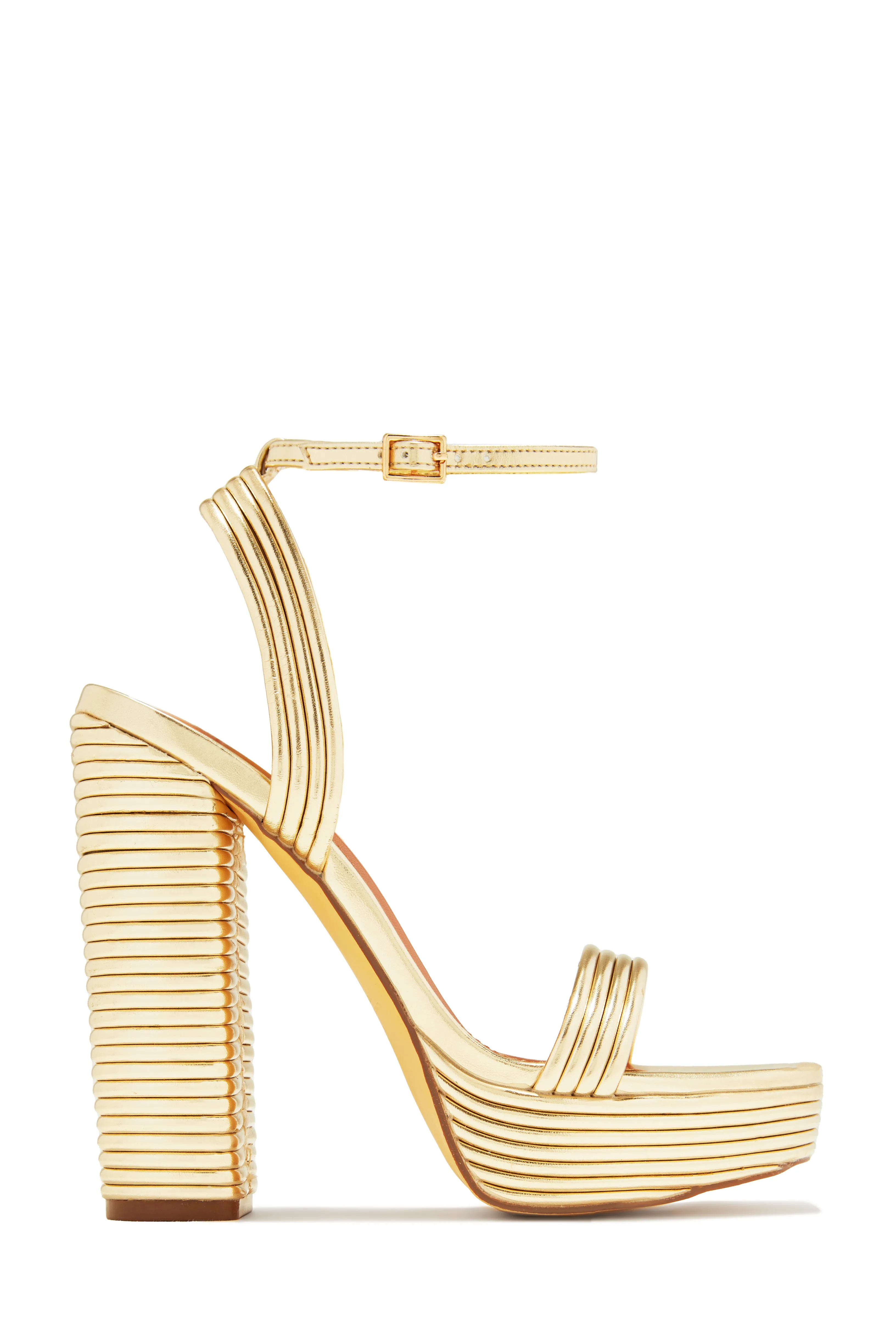 Jazzlyn Platform Block Heels - Gold