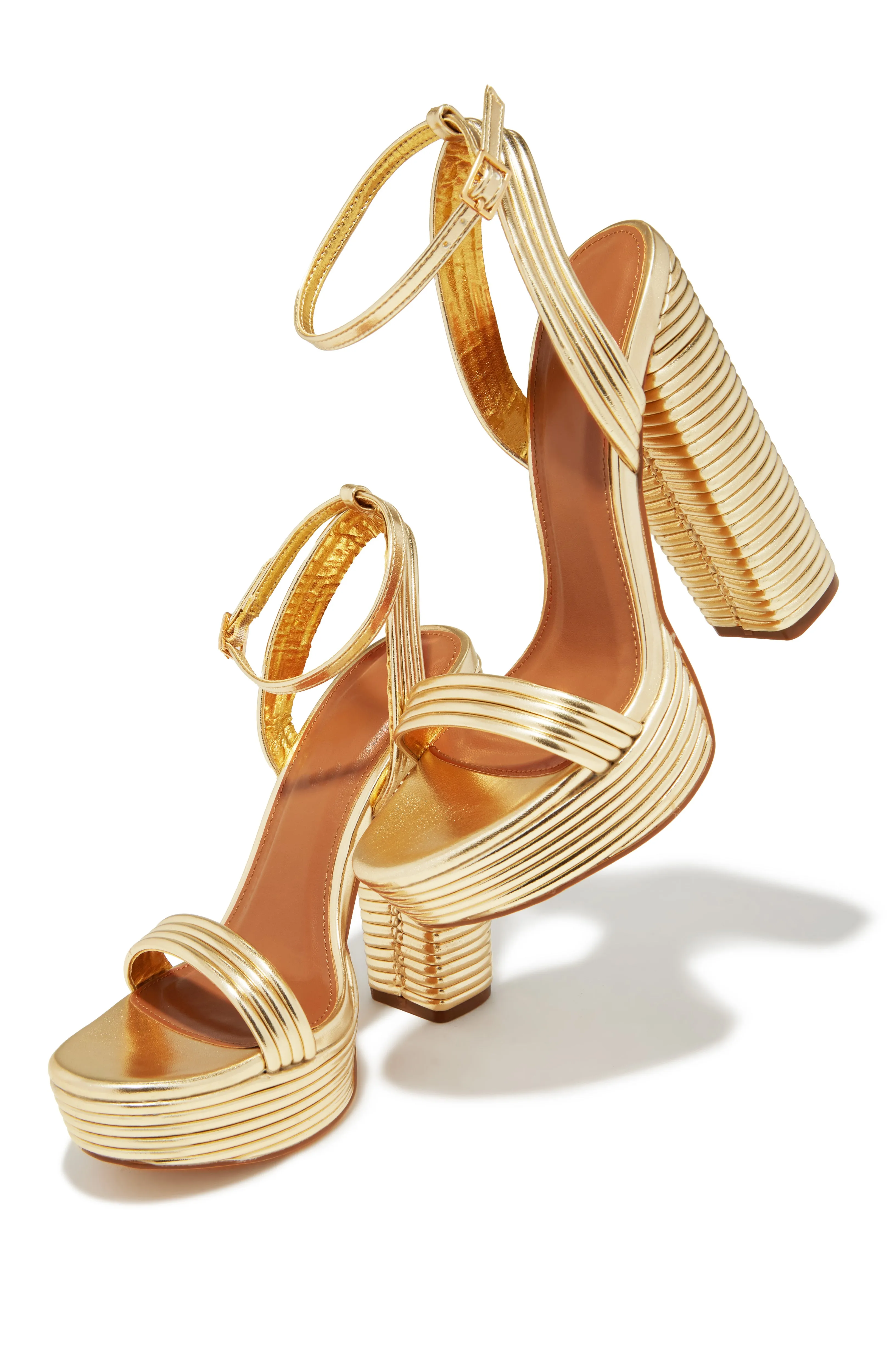 Jazzlyn Platform Block Heels - Gold