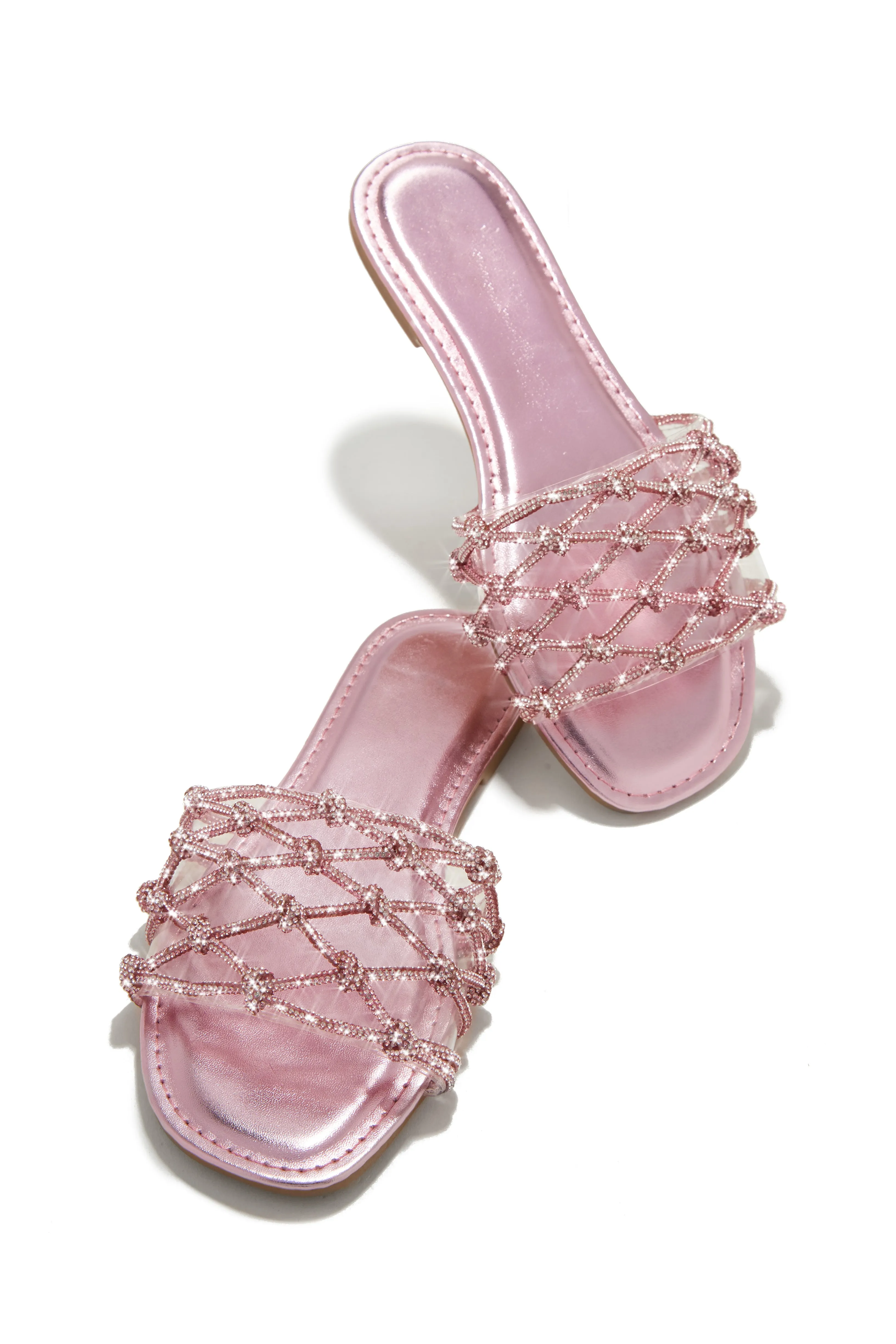 Luxury Villa Embellished Slip On Sandals - Pink