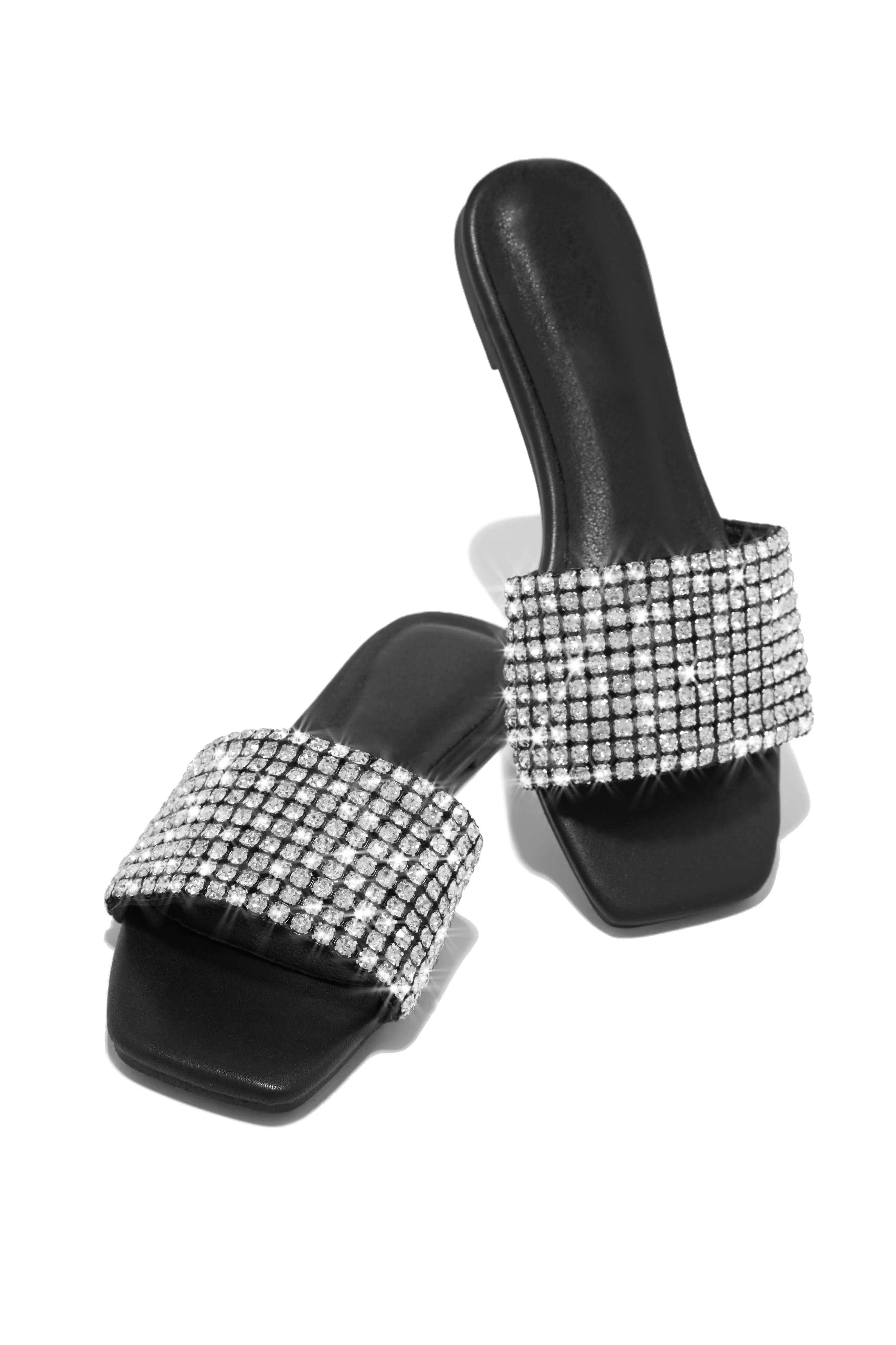 Marline Embellished Slide Sandals - Black