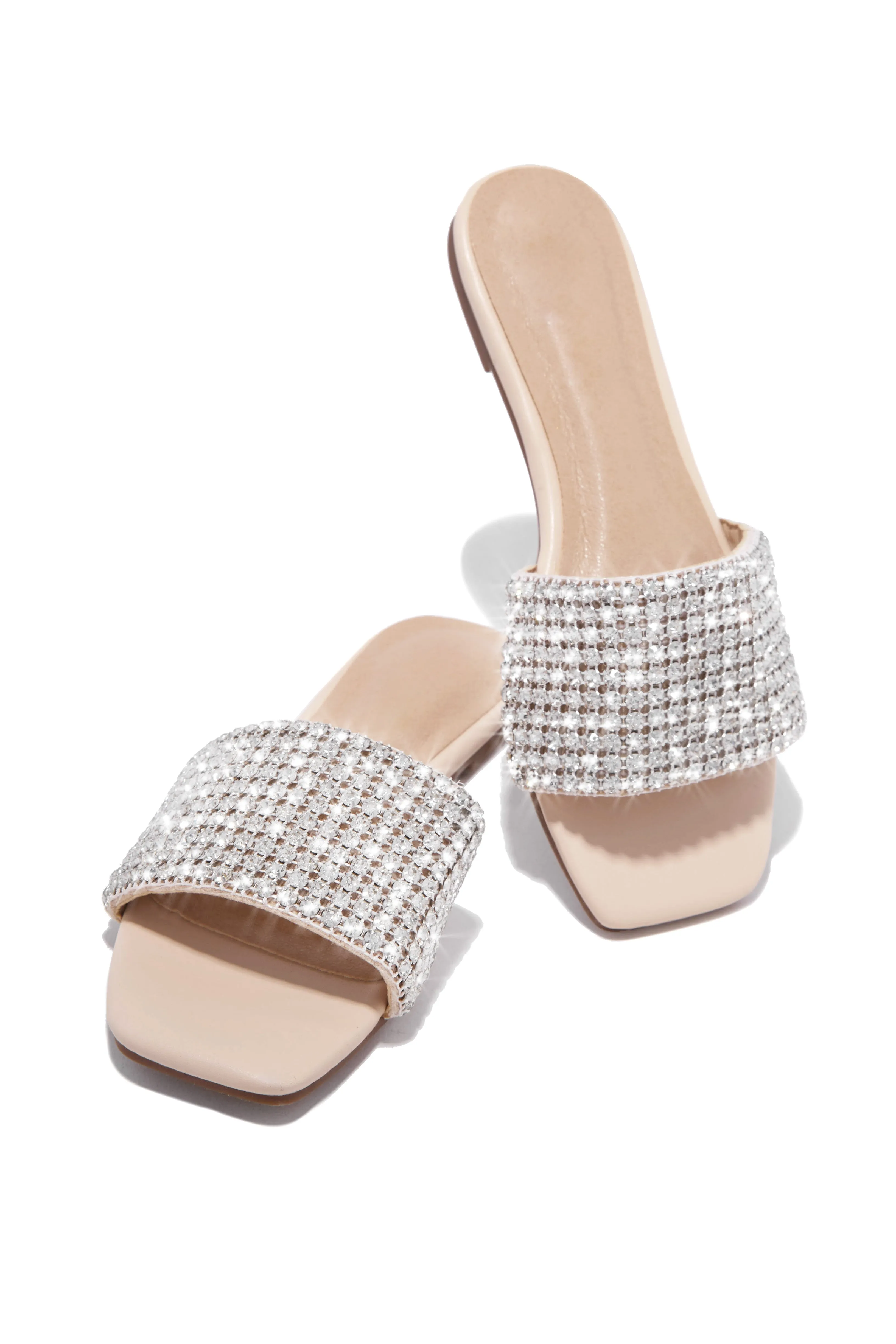 Marline Embellished Slide Sandals - Silver
