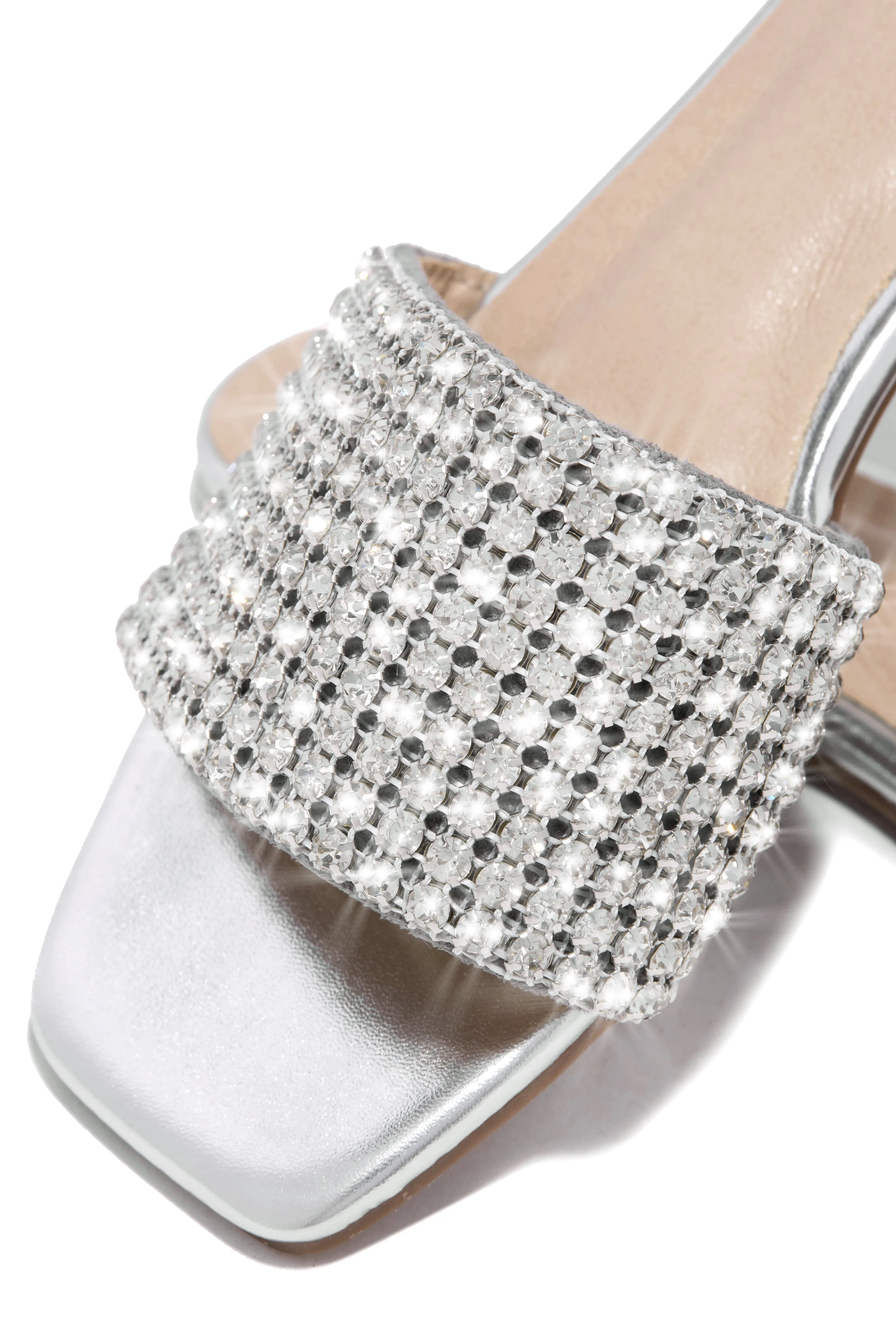 Marline Embellished Slide Sandals - Silver