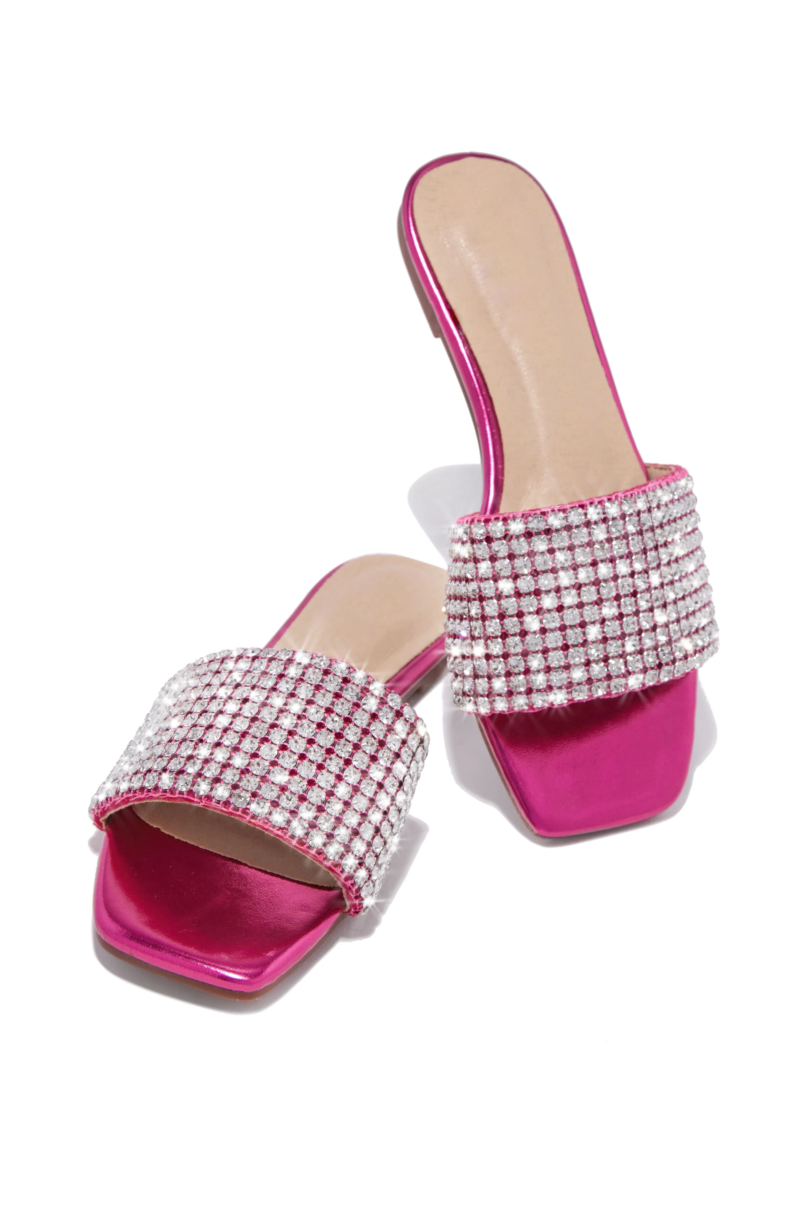 Marline Embellished Slide Sandals - Silver