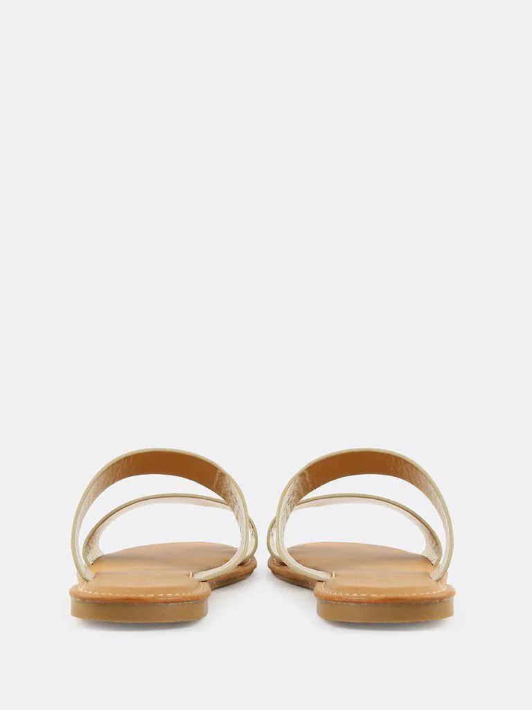 Metallic Duo Strap Sandals GOLD