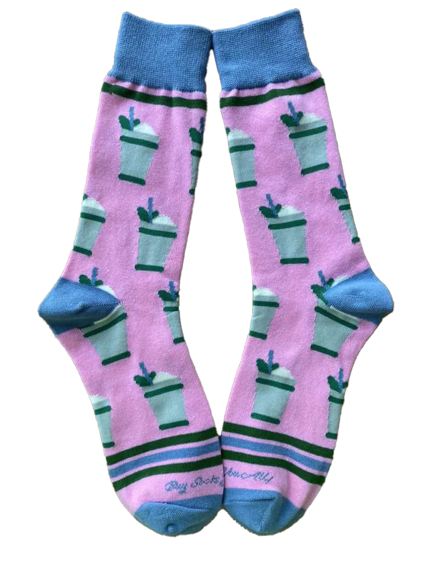 Mint Julep Cups in Pink Men's Socks