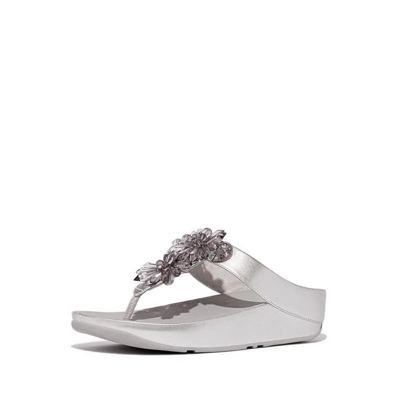 Rumba Starburst-Bead Metallic Toe-Post Sandals