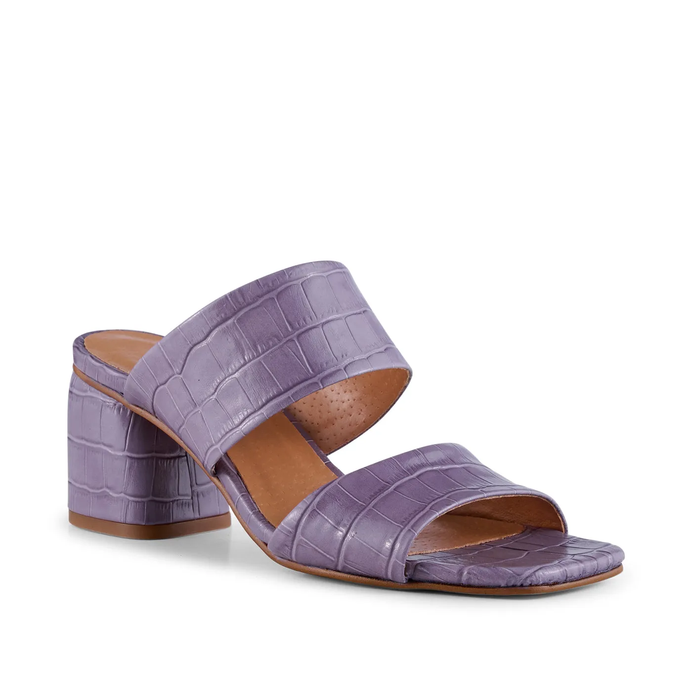Runa mule leather - LAVENDER CROCO