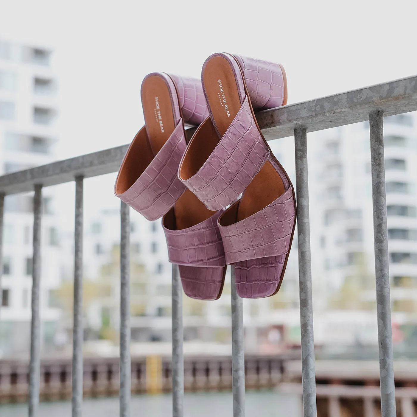 Runa mule leather - LAVENDER CROCO