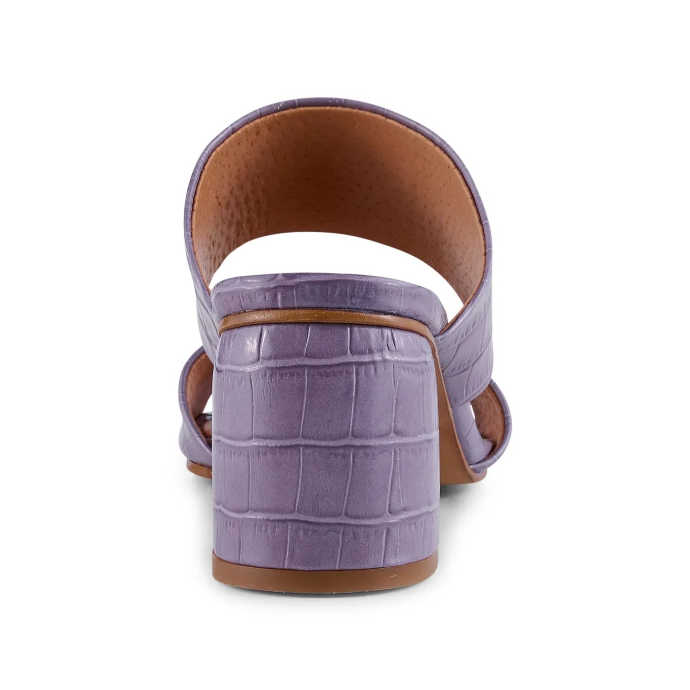 Runa mule leather - LAVENDER CROCO