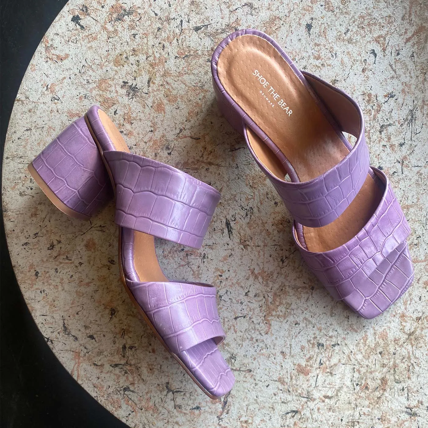 Runa mule leather - LAVENDER CROCO