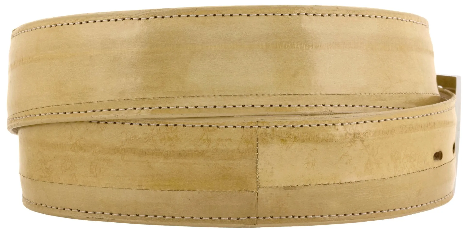 Sand Cowboy Belt Real Eel Skin Leather - Silver Buckle