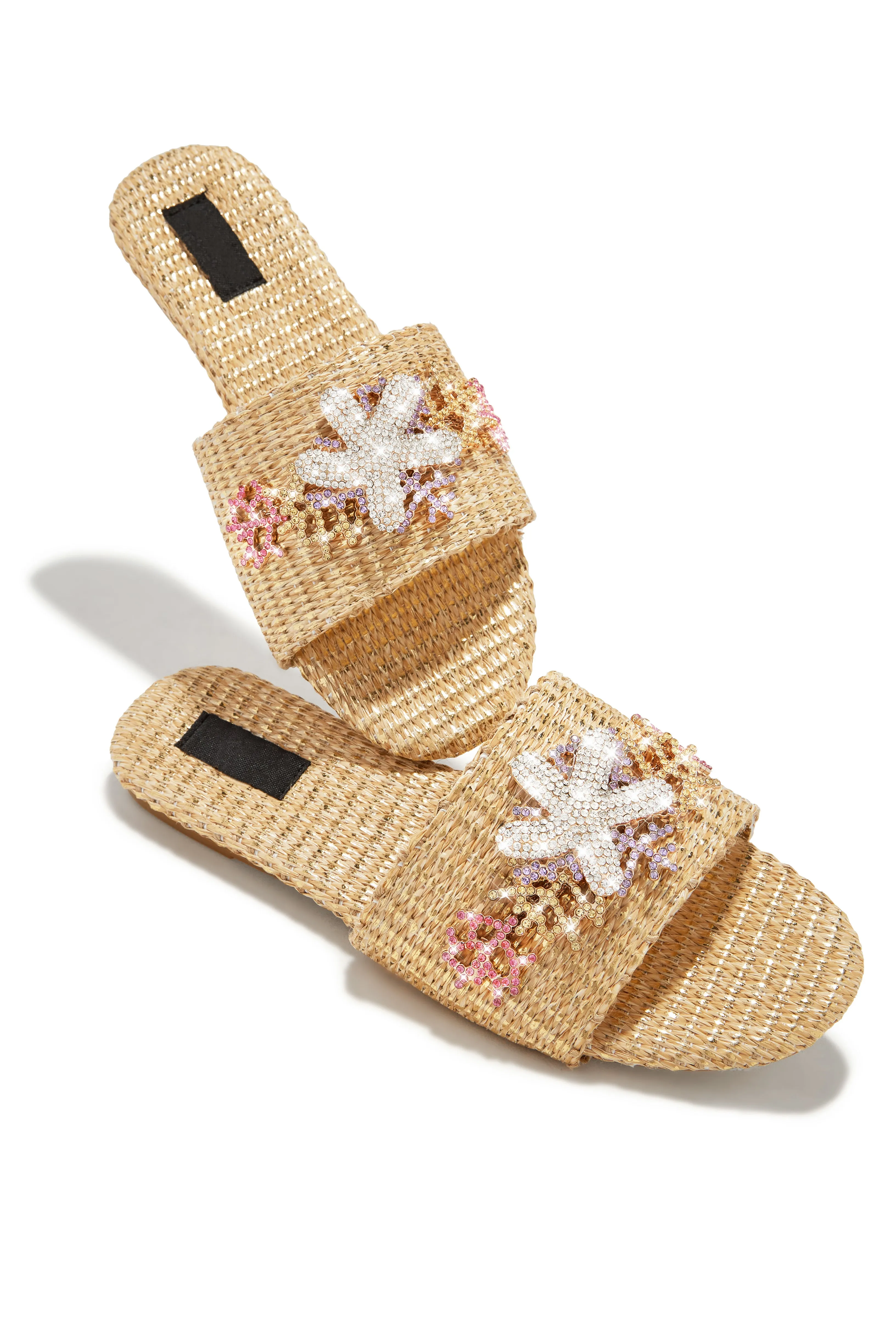 Seaside Muse Embellished Slip On Sandals - Natural