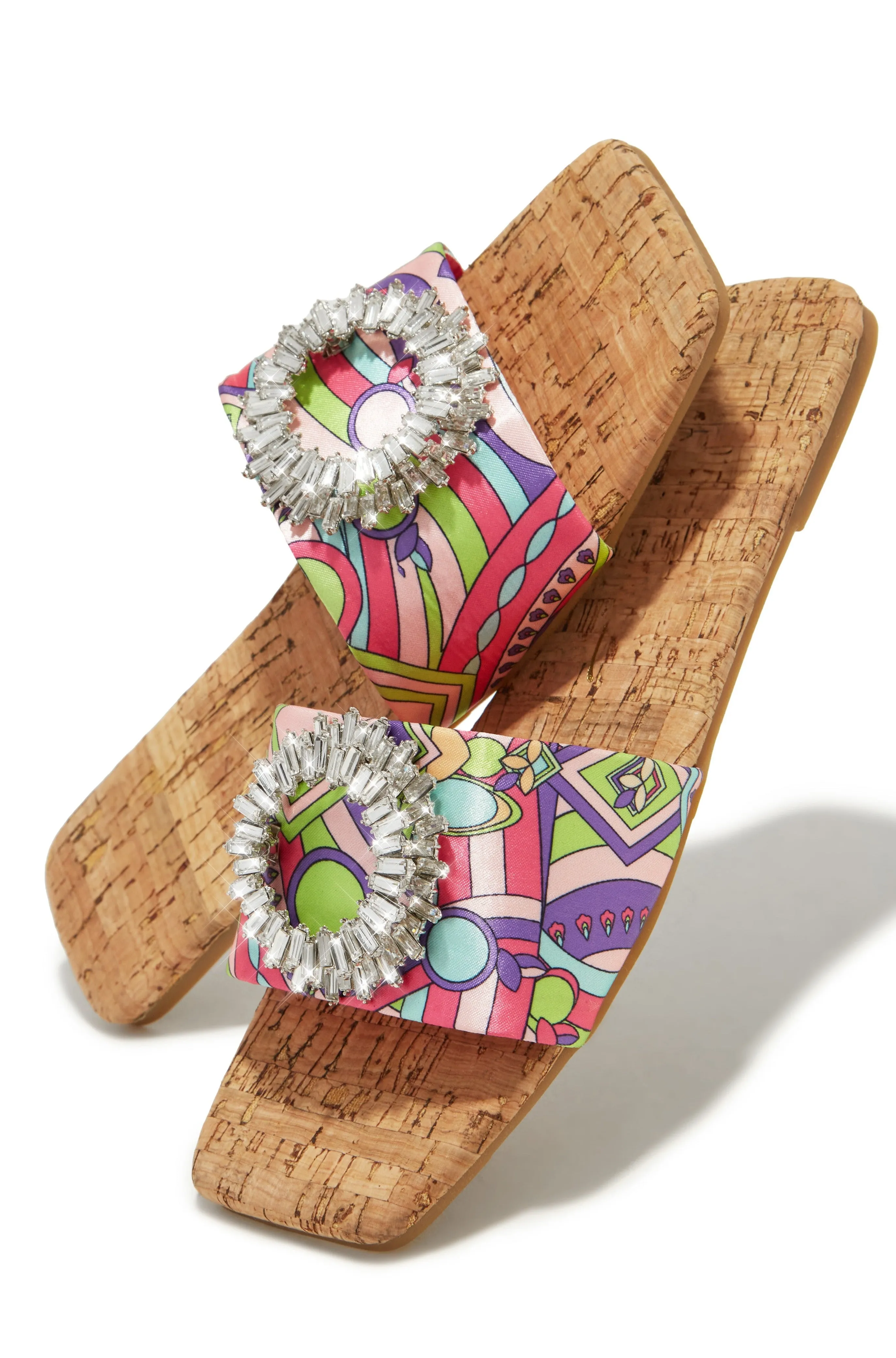 St. Tropez Getaway Embellished Slip On Sandals - Multi