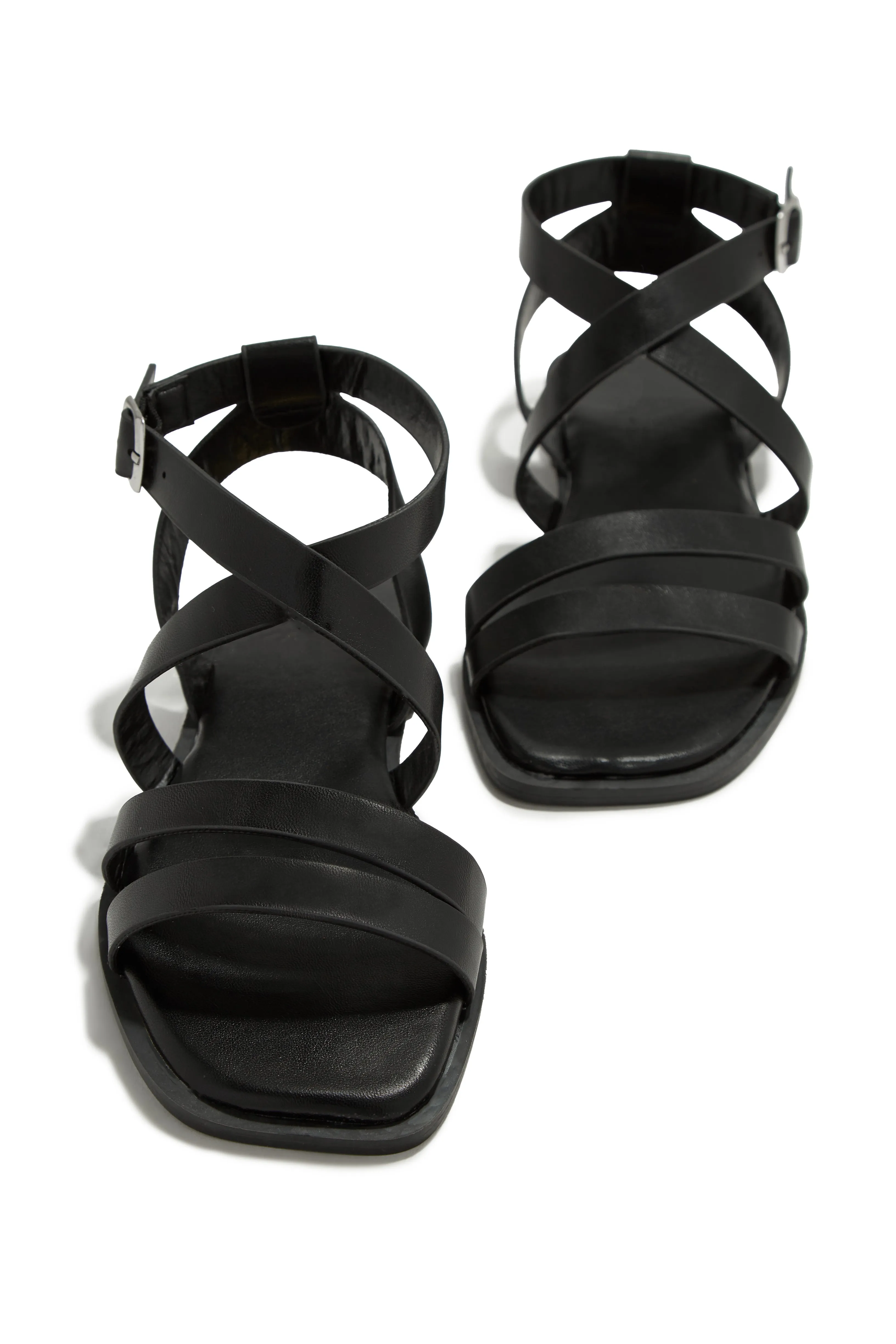 Sun Seeker Flat Strappy Sandals - Black
