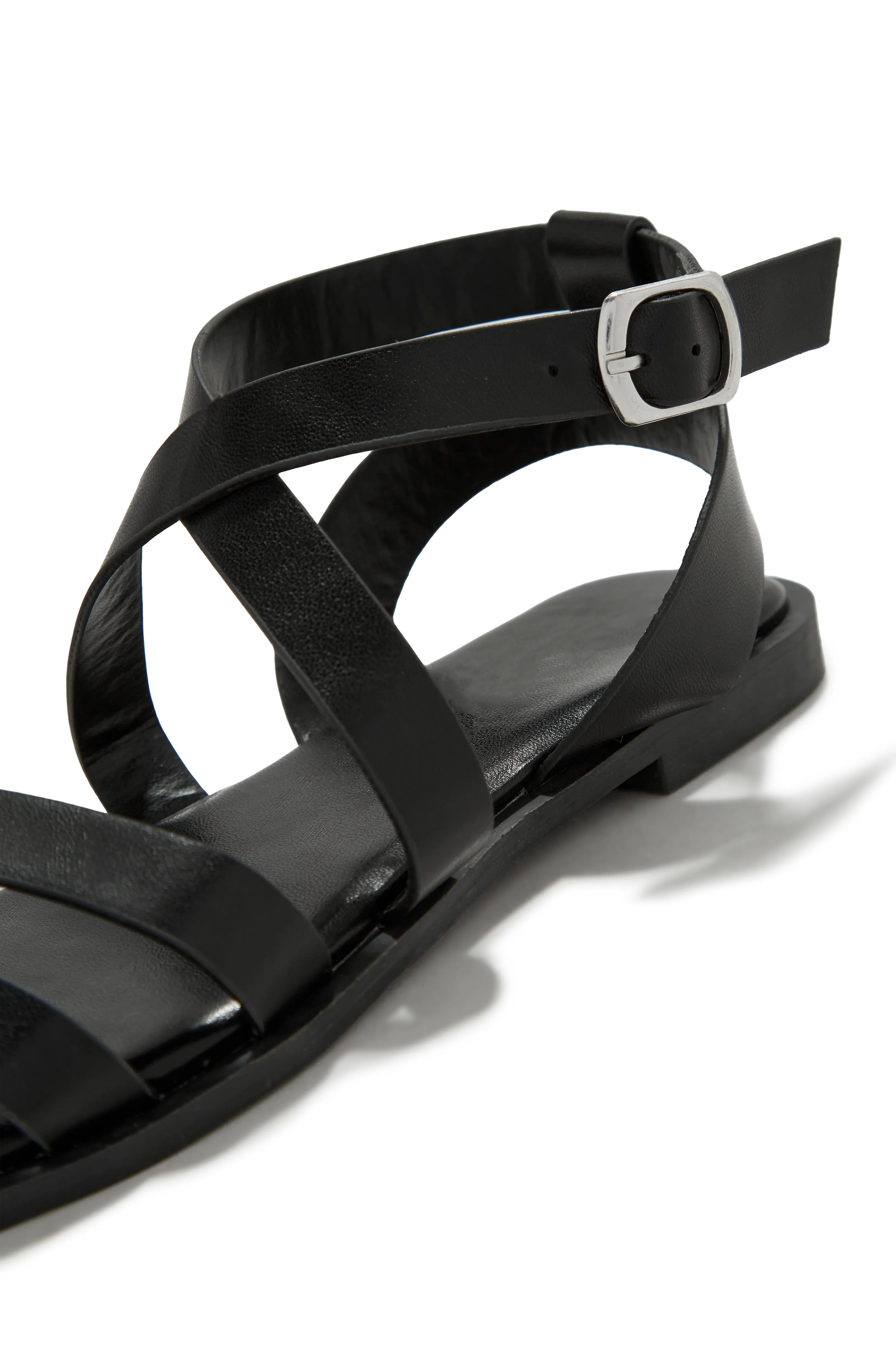Sun Seeker Flat Strappy Sandals - Black