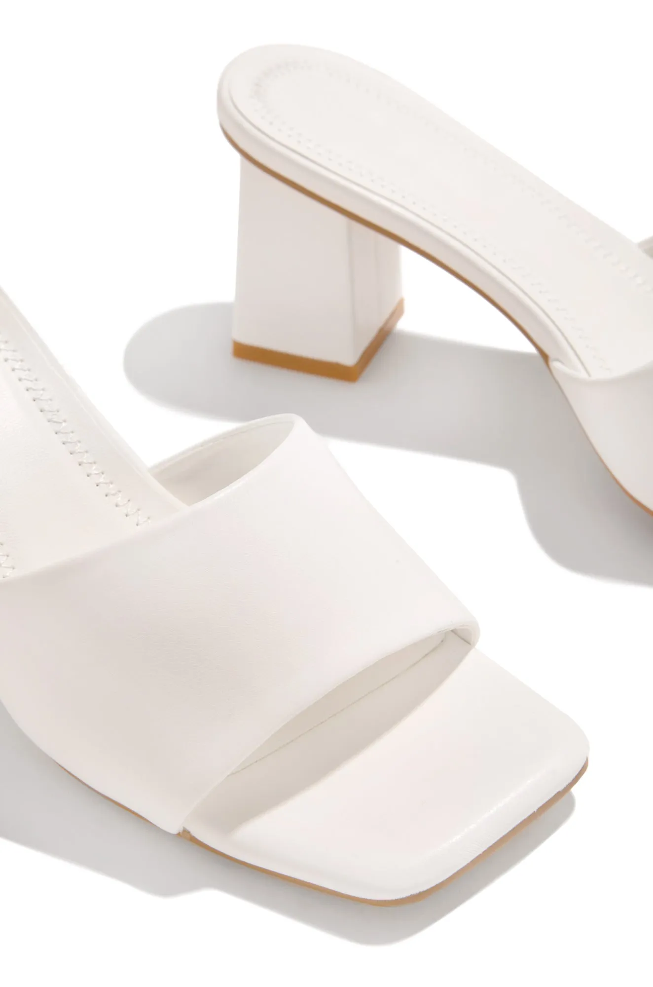 Valentine Block Heel Mules - White