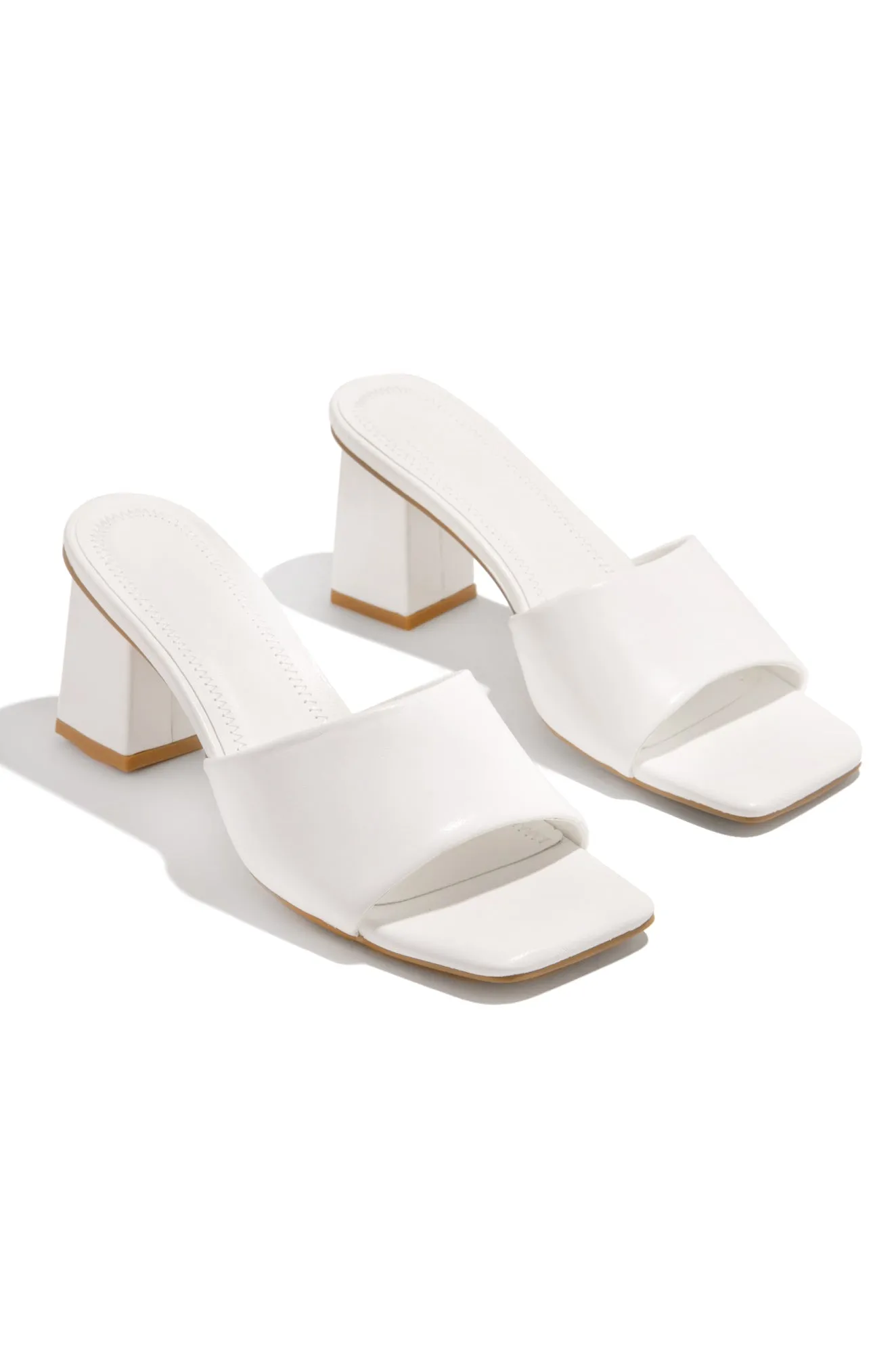 Valentine Block Heel Mules - White