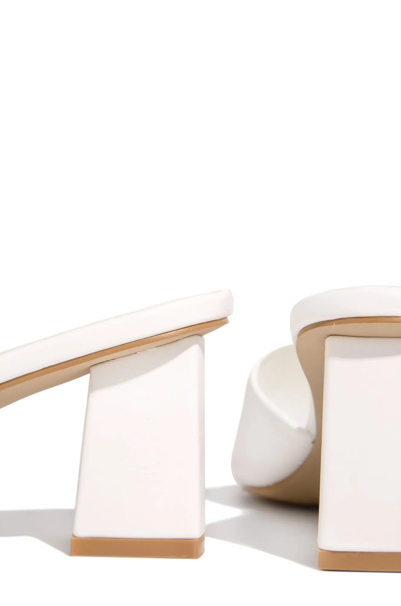 Valentine Block Heel Mules - White