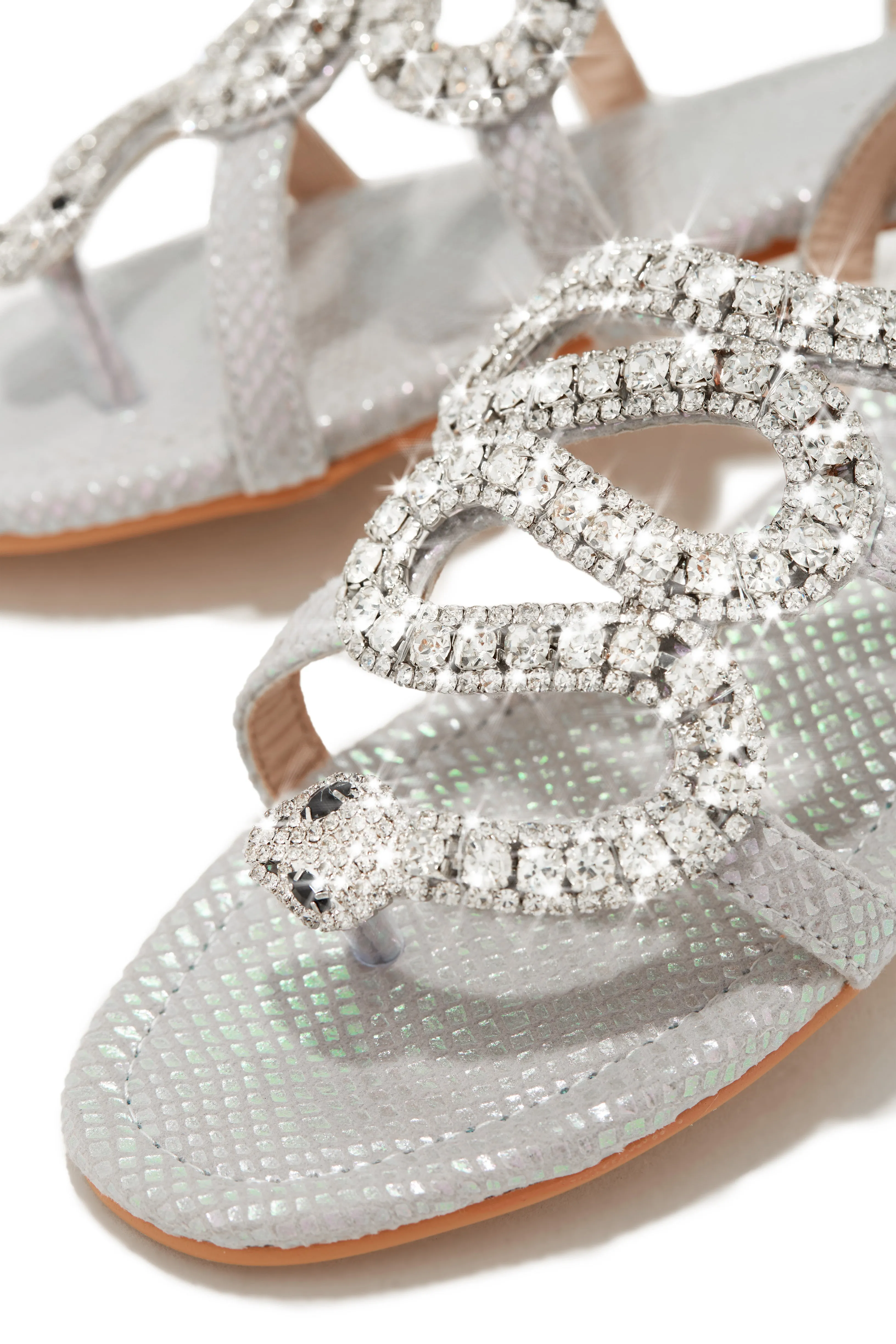 Wild One Snake Embellished Sandals - Silver