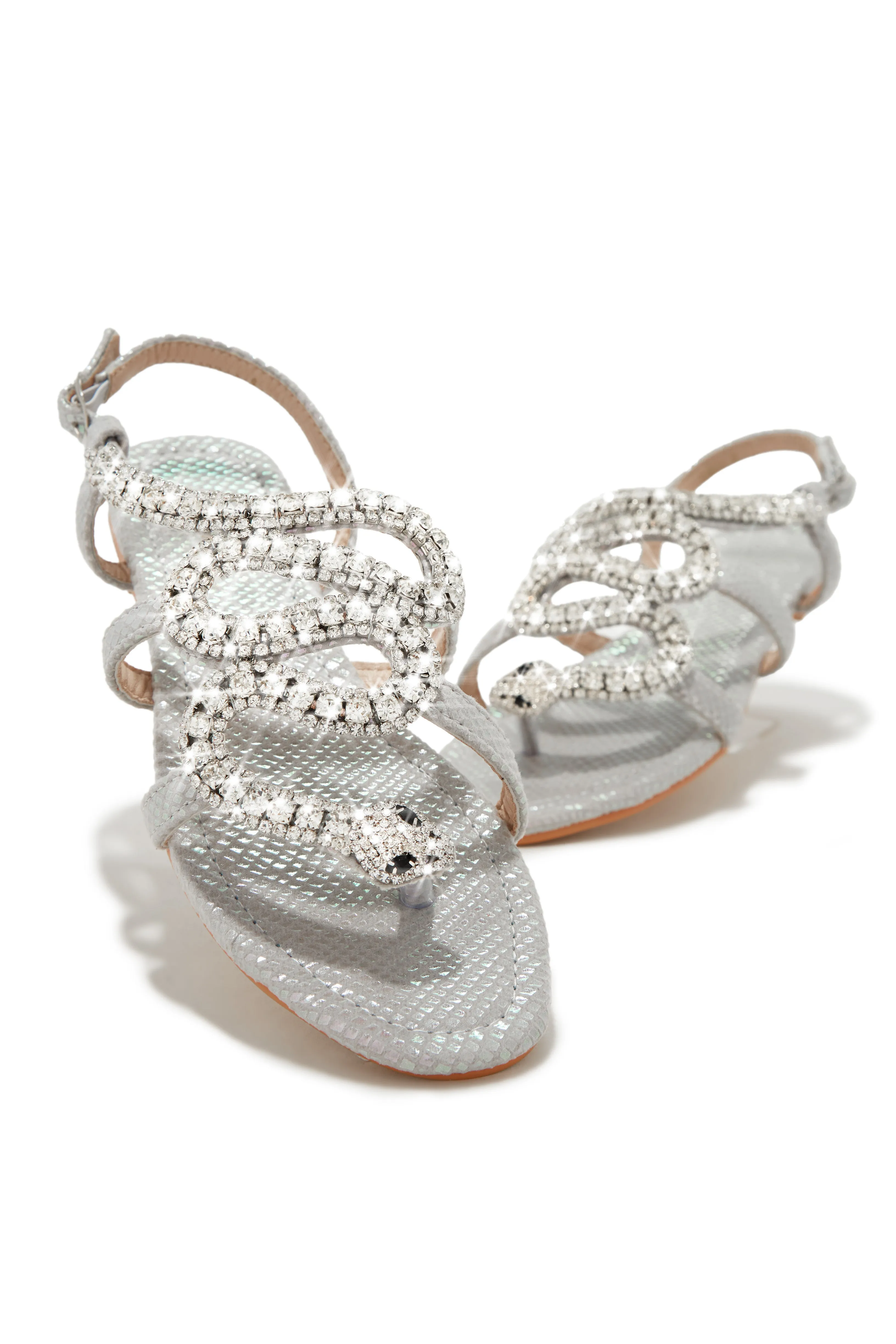 Wild One Snake Embellished Sandals - Silver