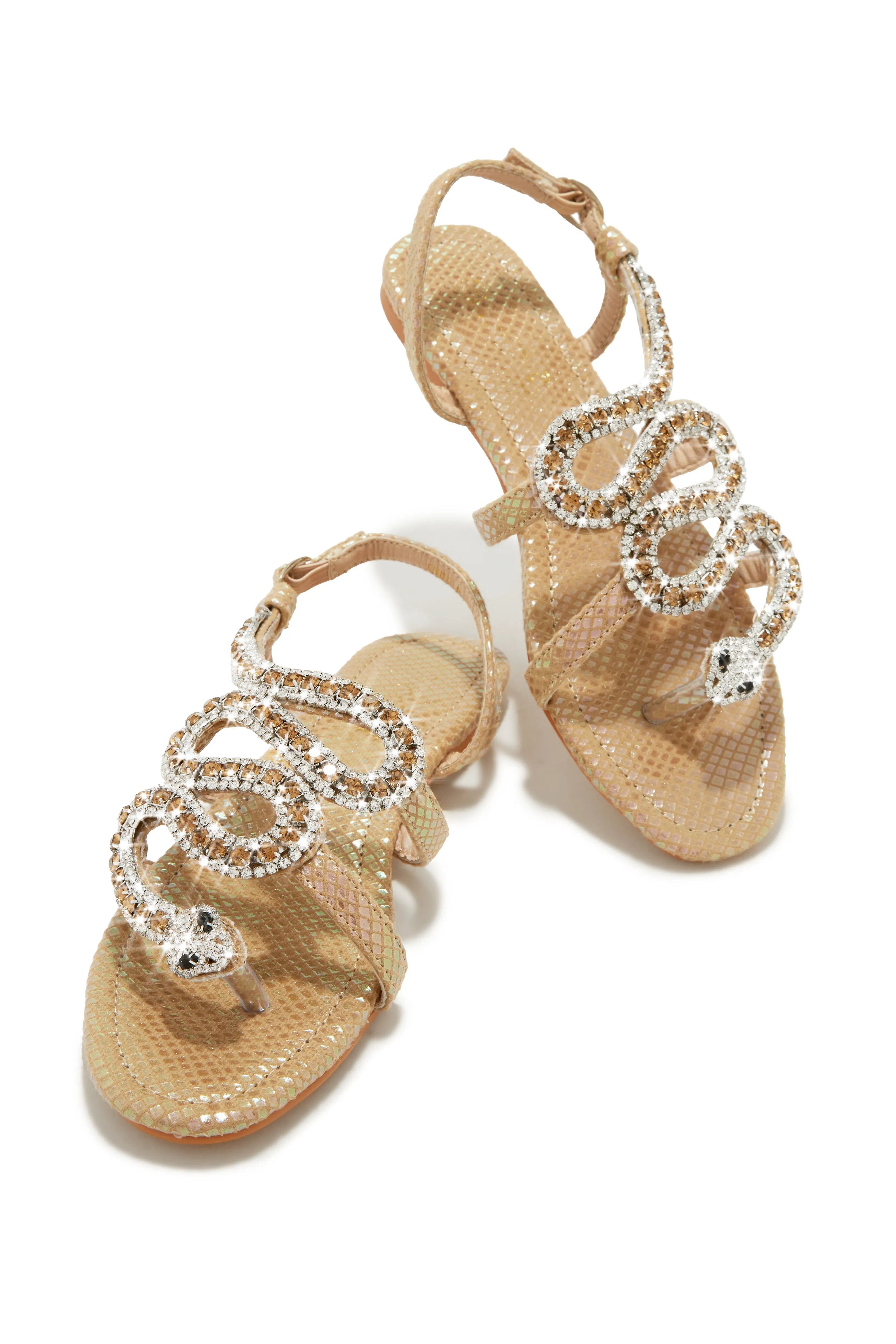 Wild One Snake Embellished Sandals - Silver