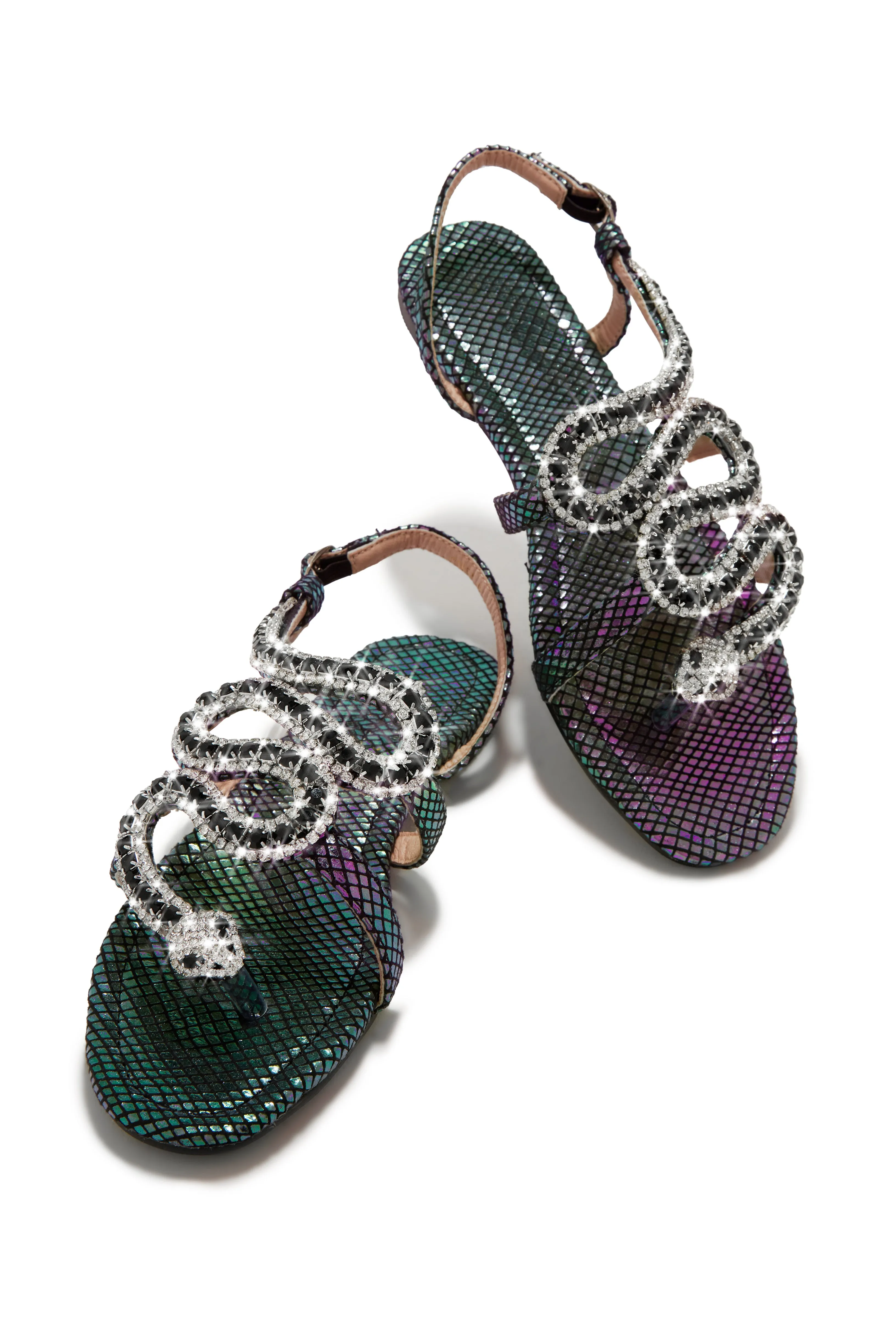 Wild One Snake Embellished Sandals - Silver